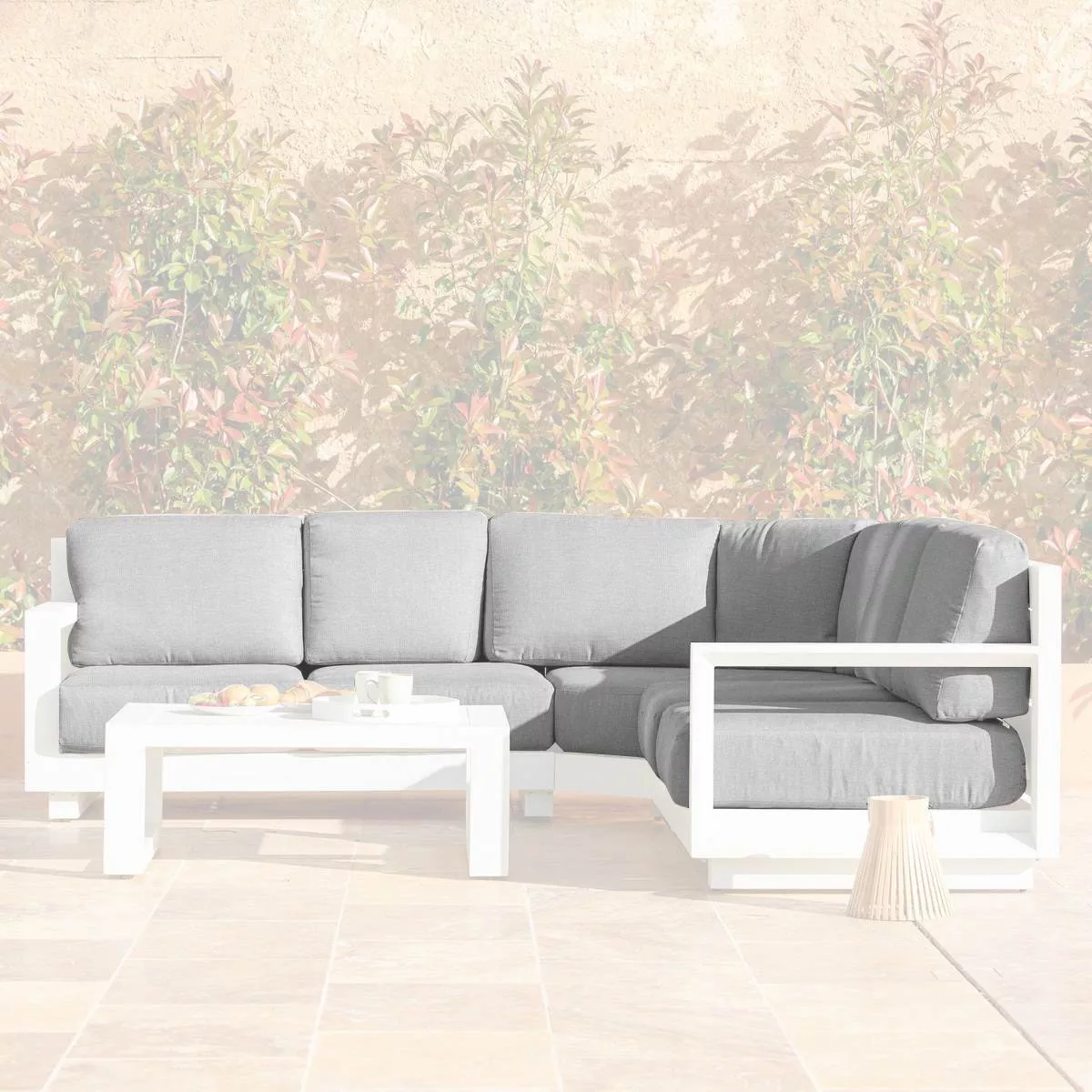 Housses de coussin de remplacement pour salon de jardin d'angle Elba Gris clair