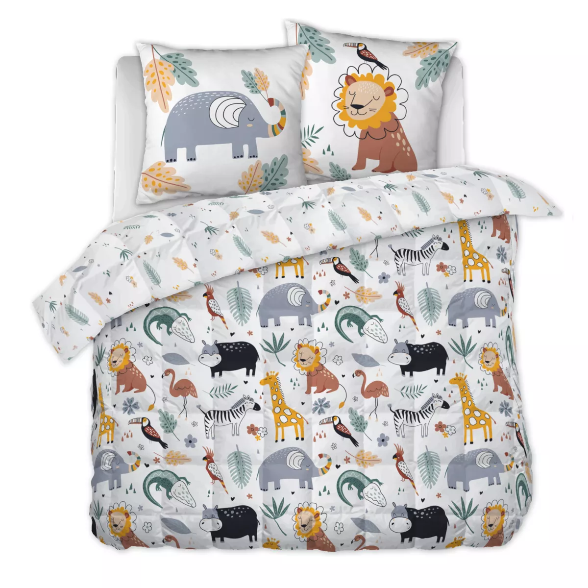 Couette imprimŽe 200 x 200 cm + 2 taies d'oreiller 60 x 60 cm Coton imprimŽ SAVANE
