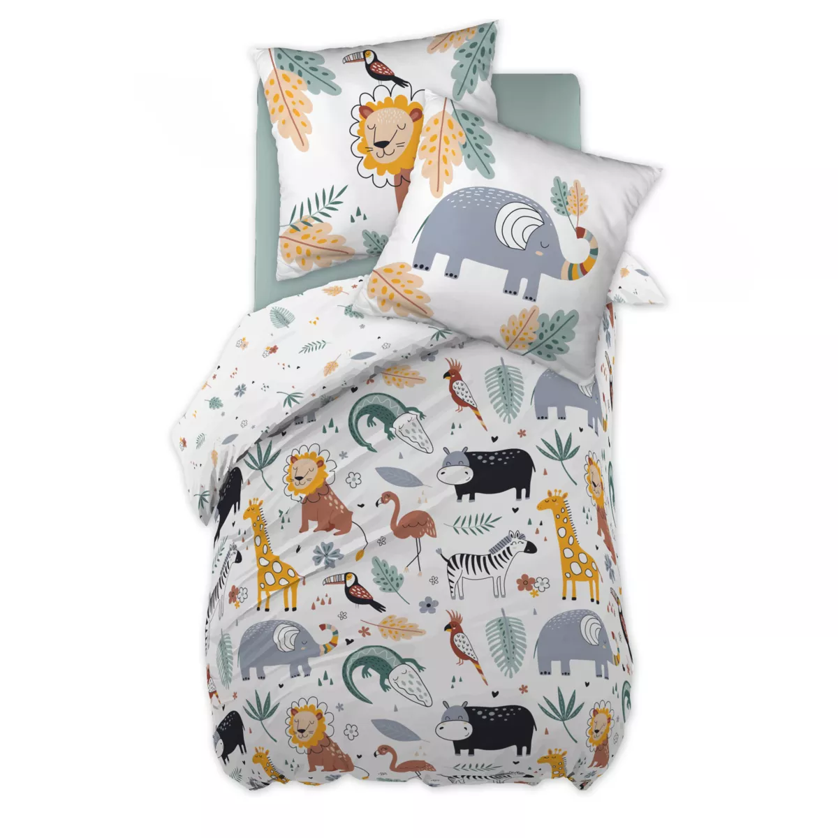 Copripiumino e federa per bambini in cotone (140 x 200 cm) Savana Multicolore