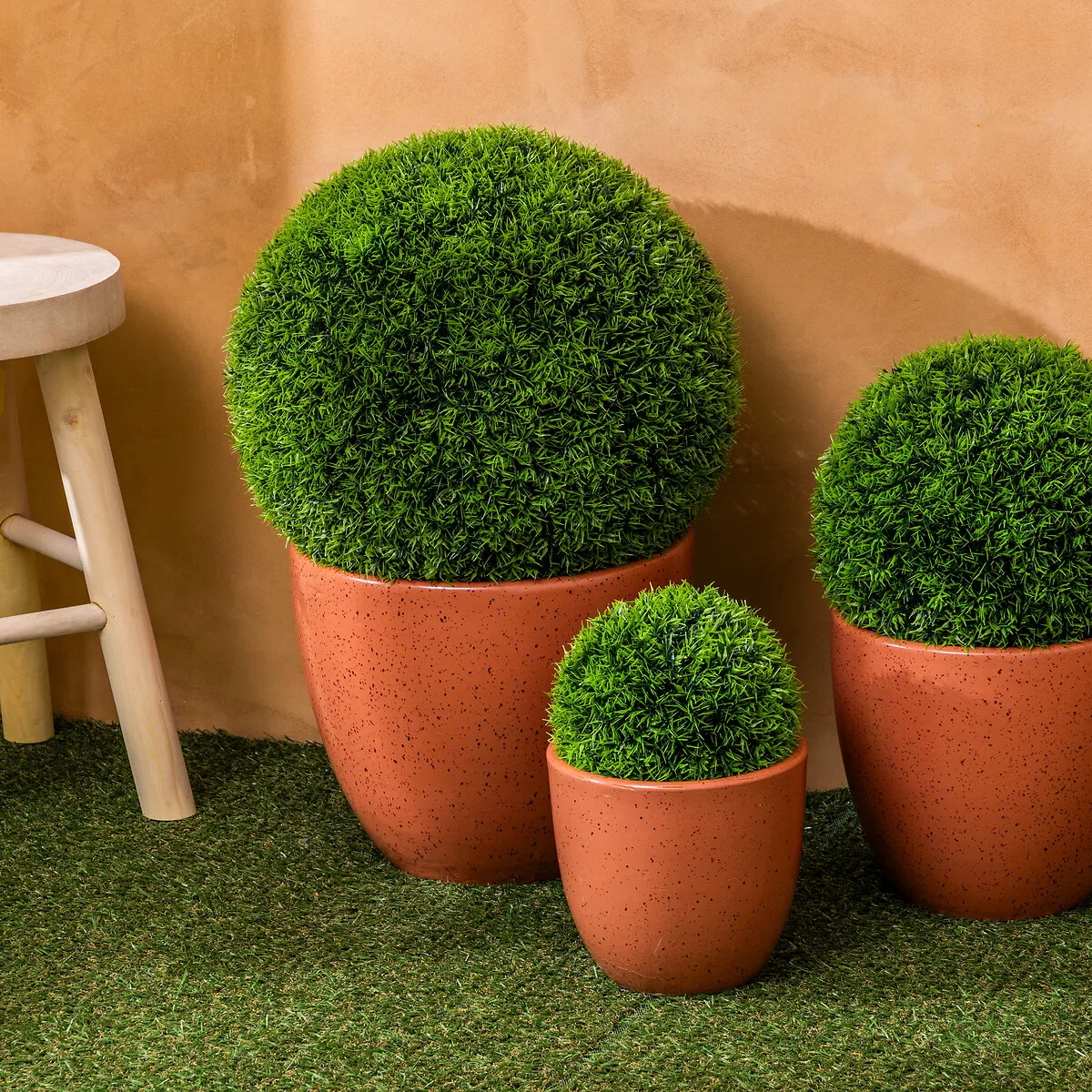 BOULE DE BUIS HERBE CARLY D18 L. 16 x P. 16 x H. 16 cm