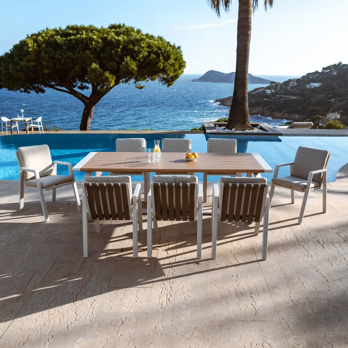 Tavolo da giardino rettangolare in alluminio 10 posti (240 x 100 cm) Long Beach Bianco