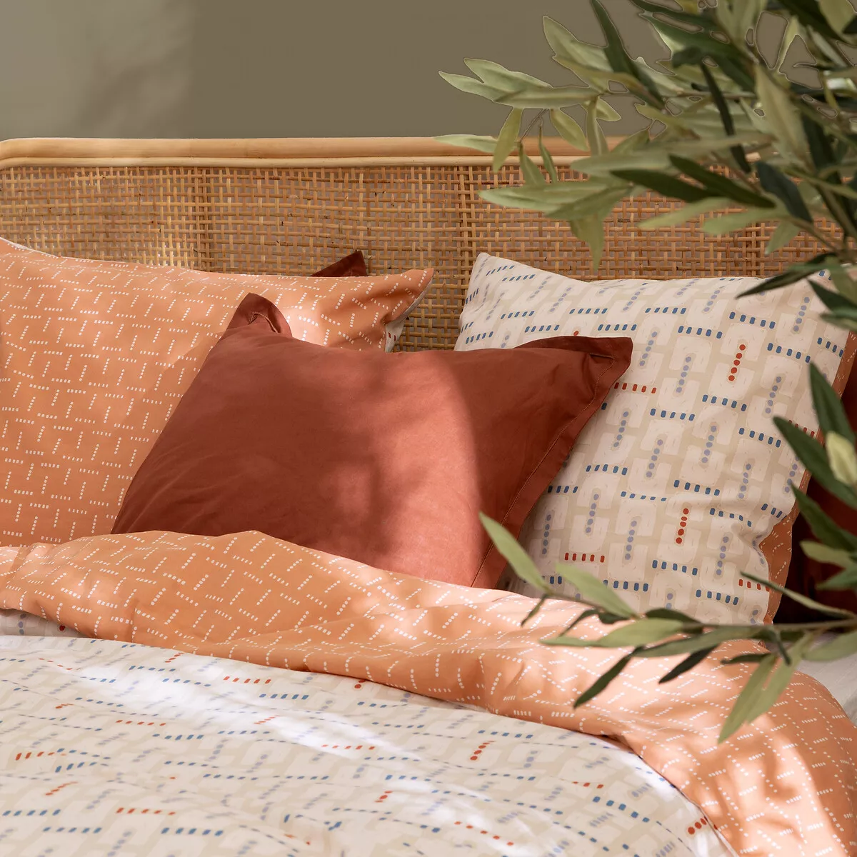 Housse de couette et deux taies coton (240 x 220 cm) Posei Multicolore