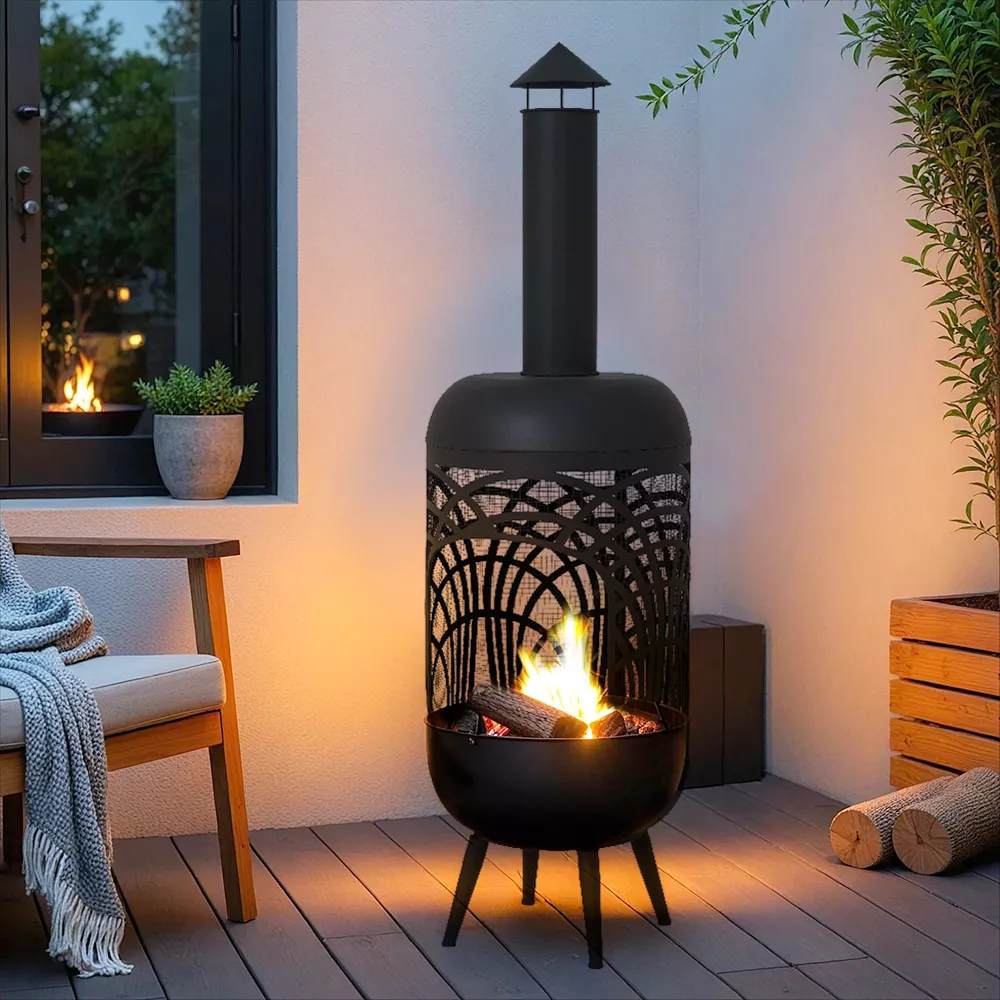Braséro cheminée d'extérieur (D40 x H139 cm) Caldera Noir