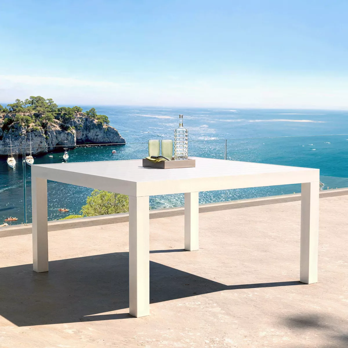 Mesa de jardín cuadrada Aluminio Murano (136 x 136 cm) - Blanco