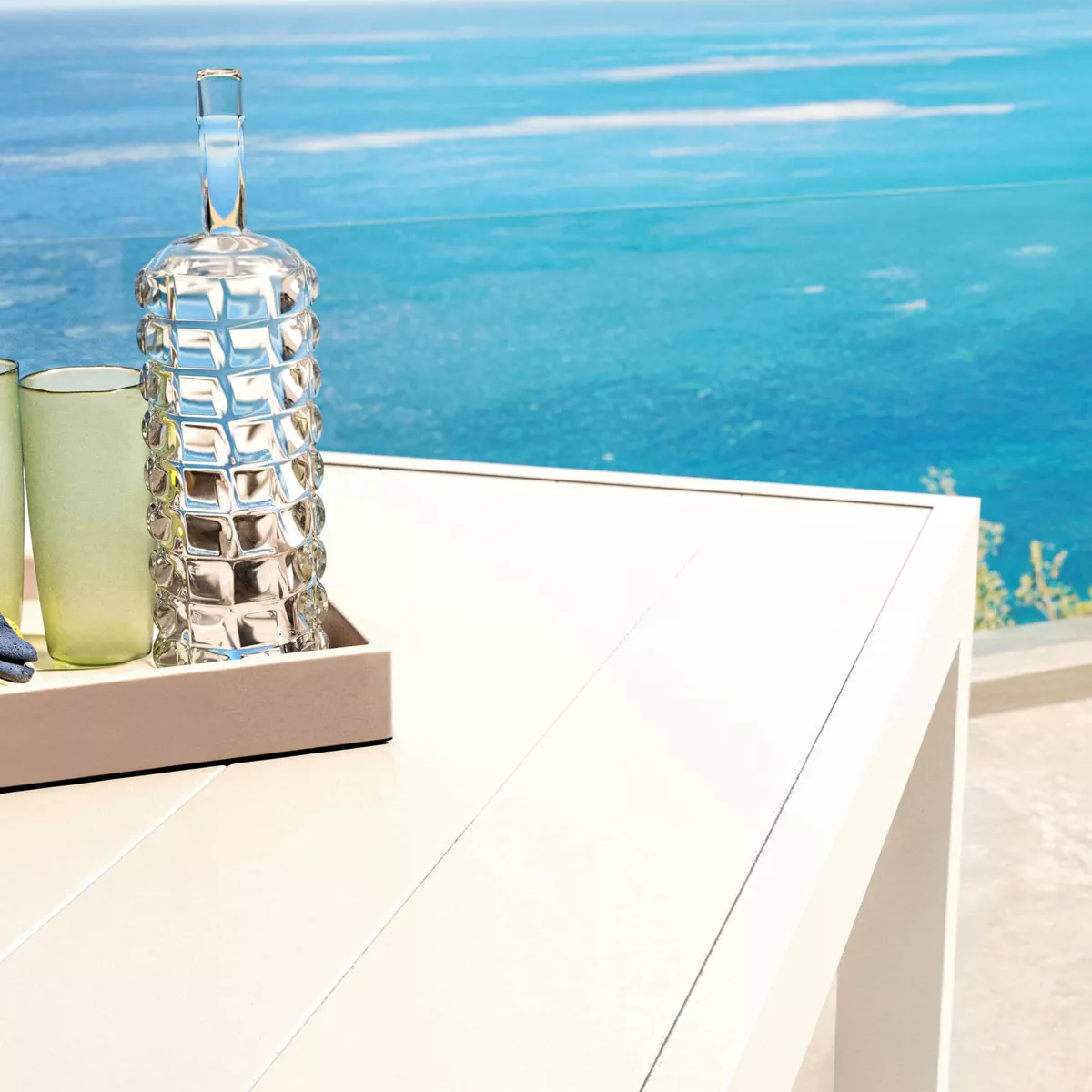 Tavolo da giardino rettangolare 8 posti Alluminio Murano (210 x 100 cm) - Bianco