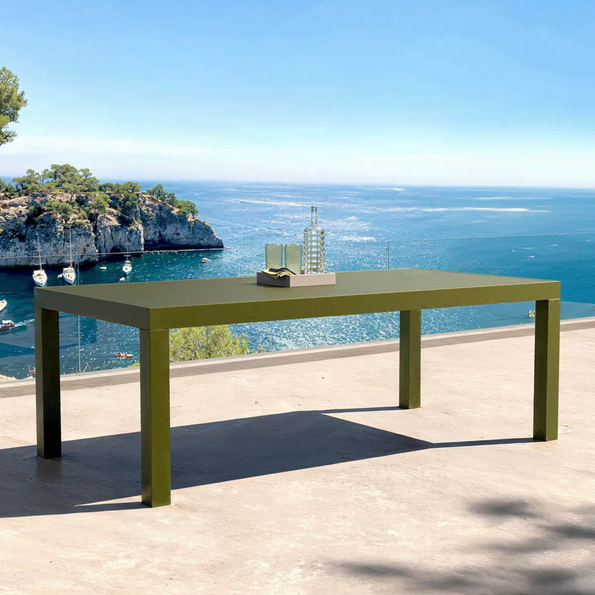 Table de jardin rectangulaire aluminium 8 places (210 x 100 cm) Murano Vert olive