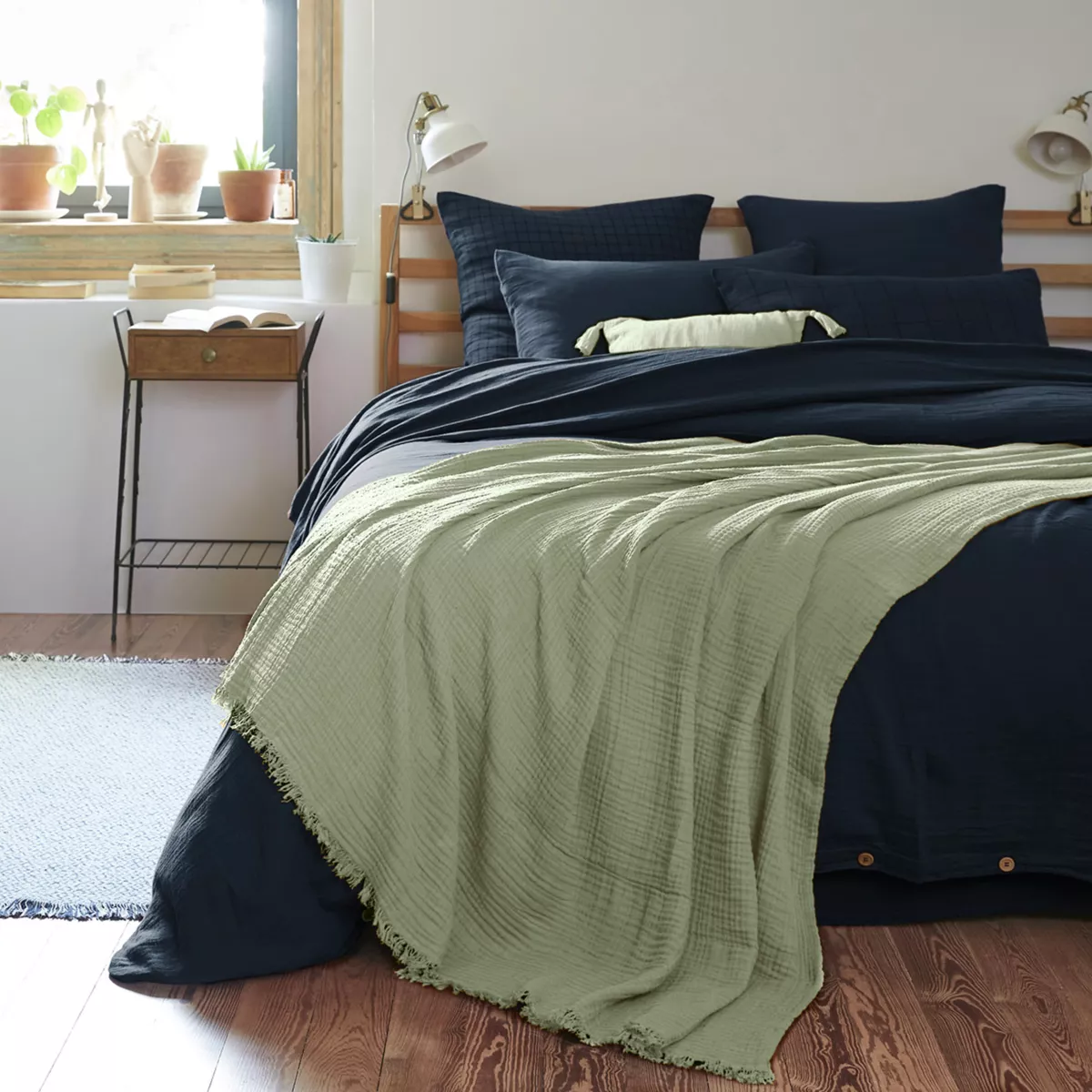 Plaid katoengaas (220 cm) Gaïa Lindegroen