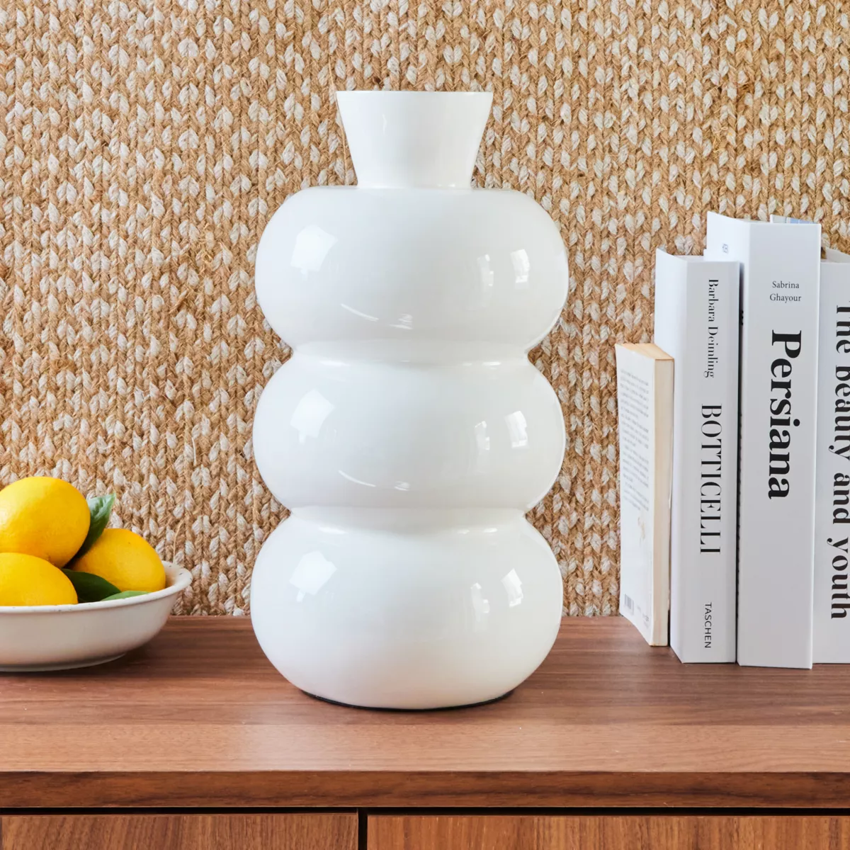 1 Vase fer dia17-H33cm blanc