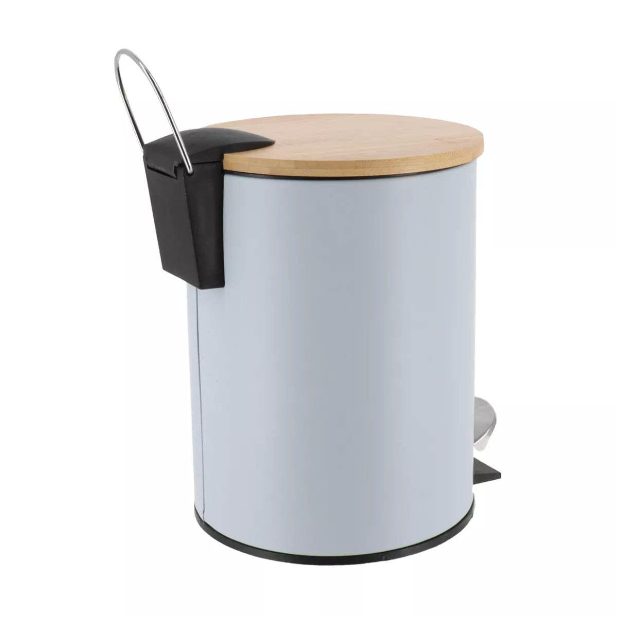 POUBELLE METAL FREIN DE CHUTE 3L - BLEU CLAIR / BAMBOU