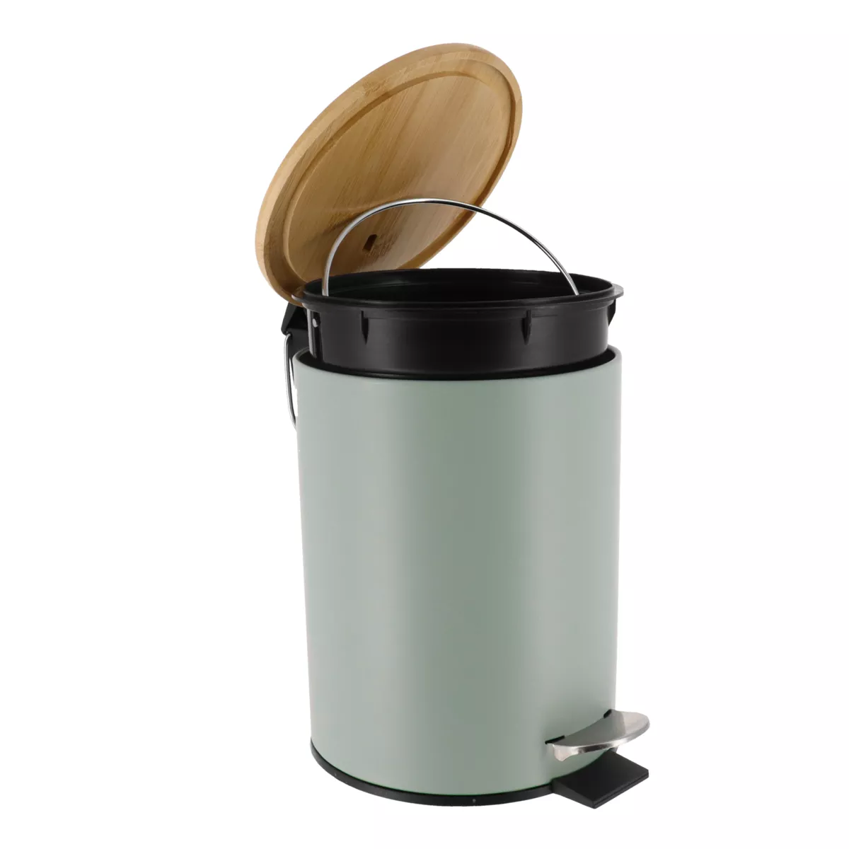 POUBELLE METAL FREIN DE CHUTE 3L - VERT EUCALYPTUS/BAMBOU