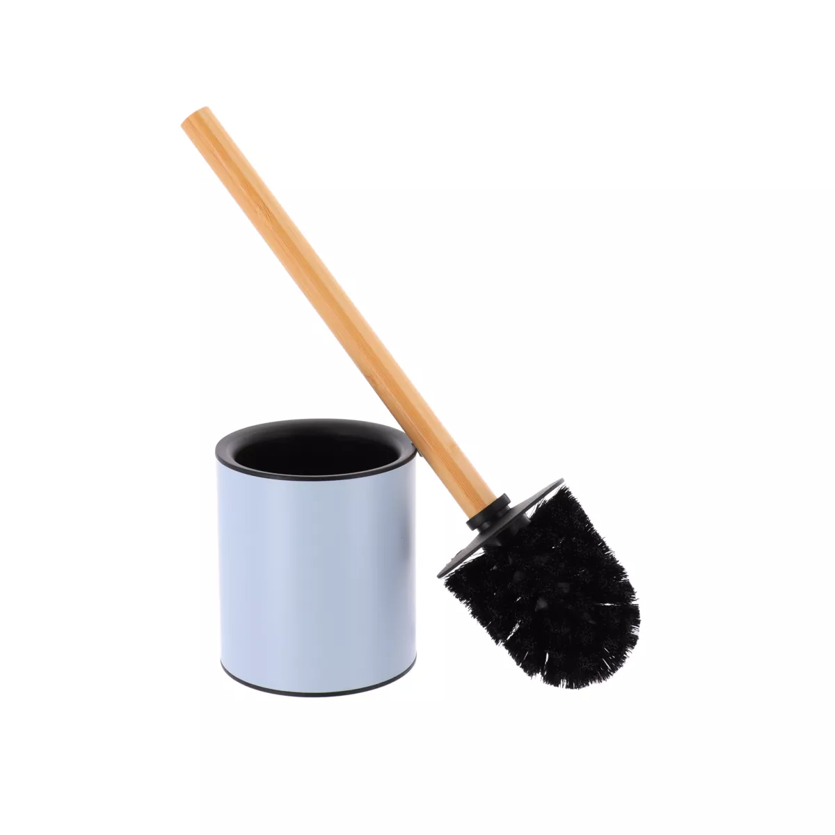 BROSSE WC METAL TIGE BAMBOU - BLEU CLAIR/BAMBOU