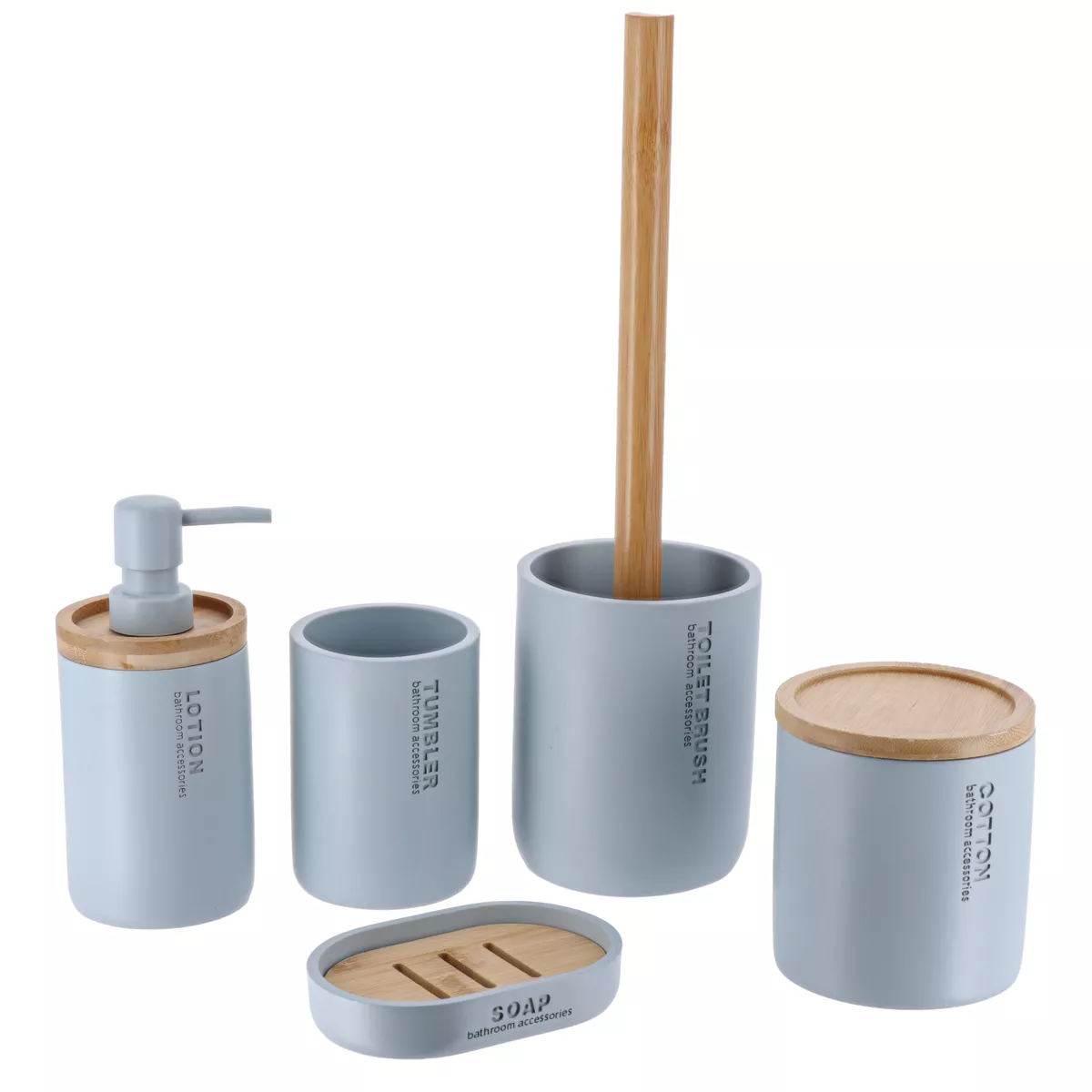 BROSSE WC POLYRESINE - BLEU CLAIR/BAMBOU