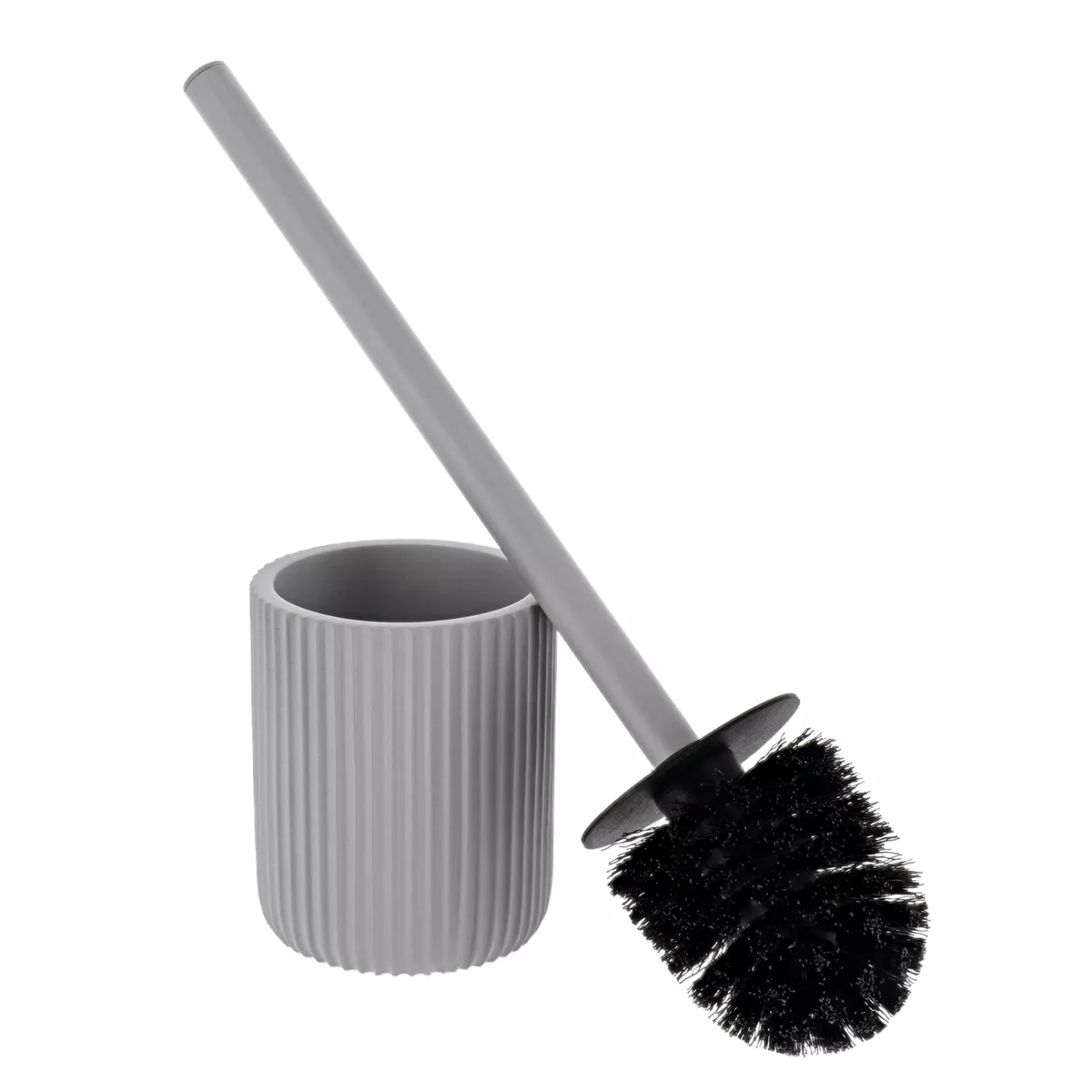 BROSSE WC POLYRESINE STRIEE- GRIS CLAIR
