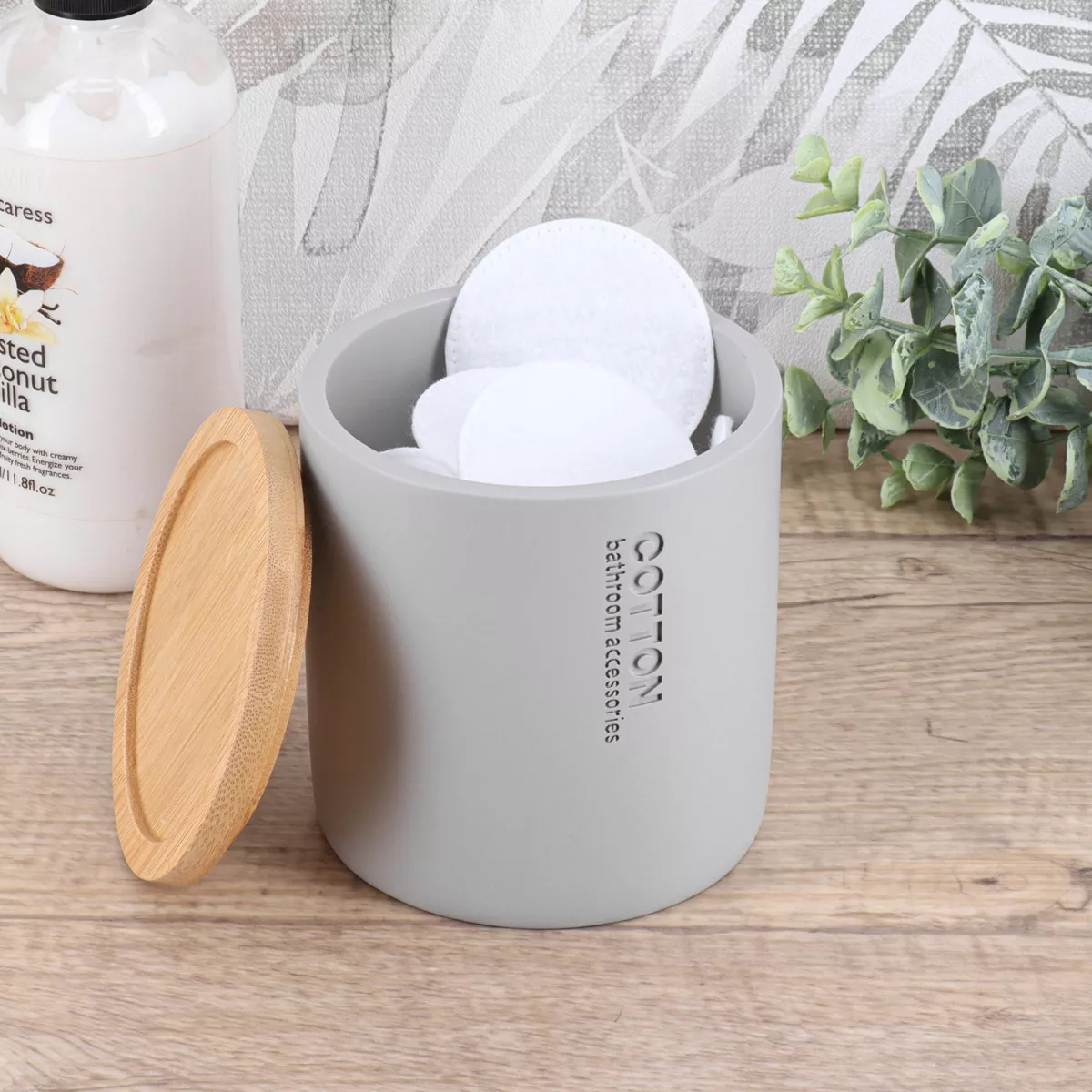 Wattepads-Dose Purebamboo Hellgrau