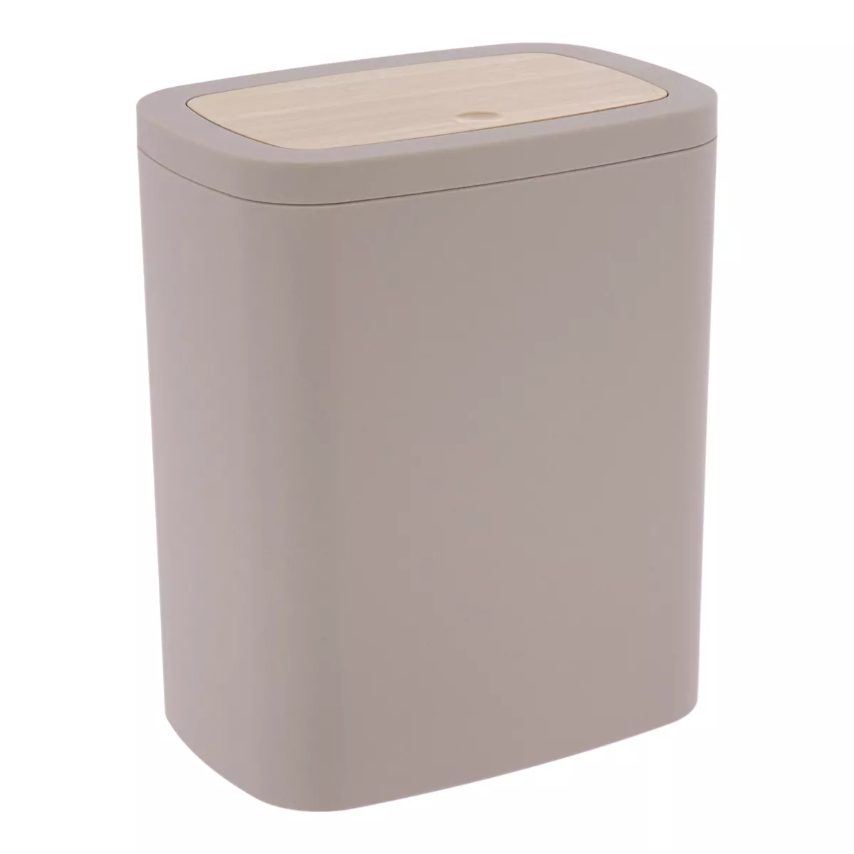POUBELLE ABS  RUBBER+ PVC FACON BAMBOU  5L - BEIGE