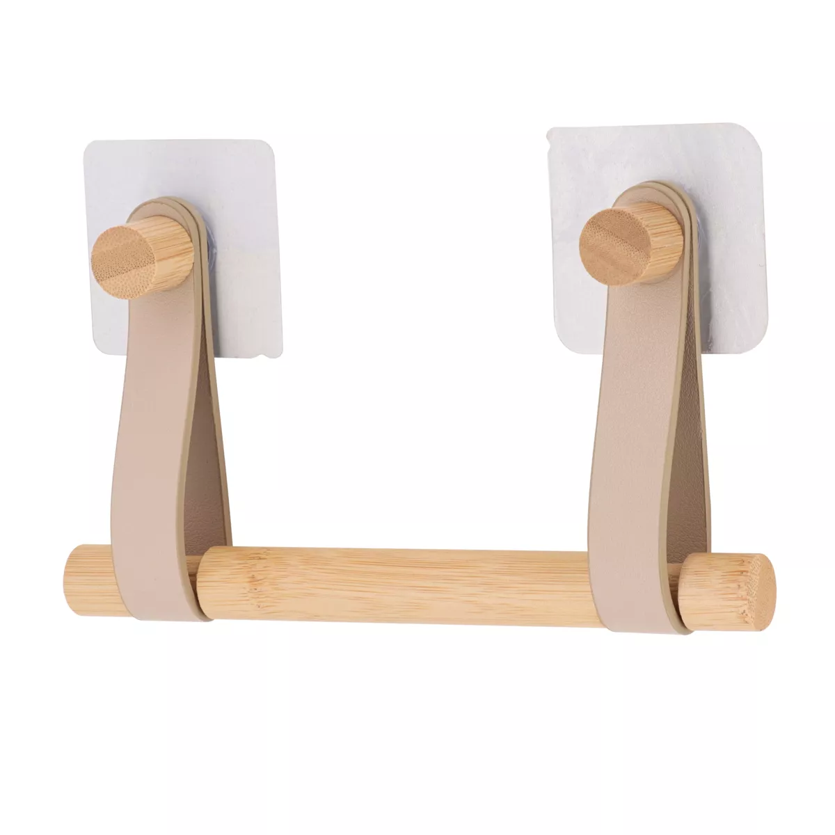 Portarrollos de papel higiénico adhesivo easy Chic imitación cuero Beige