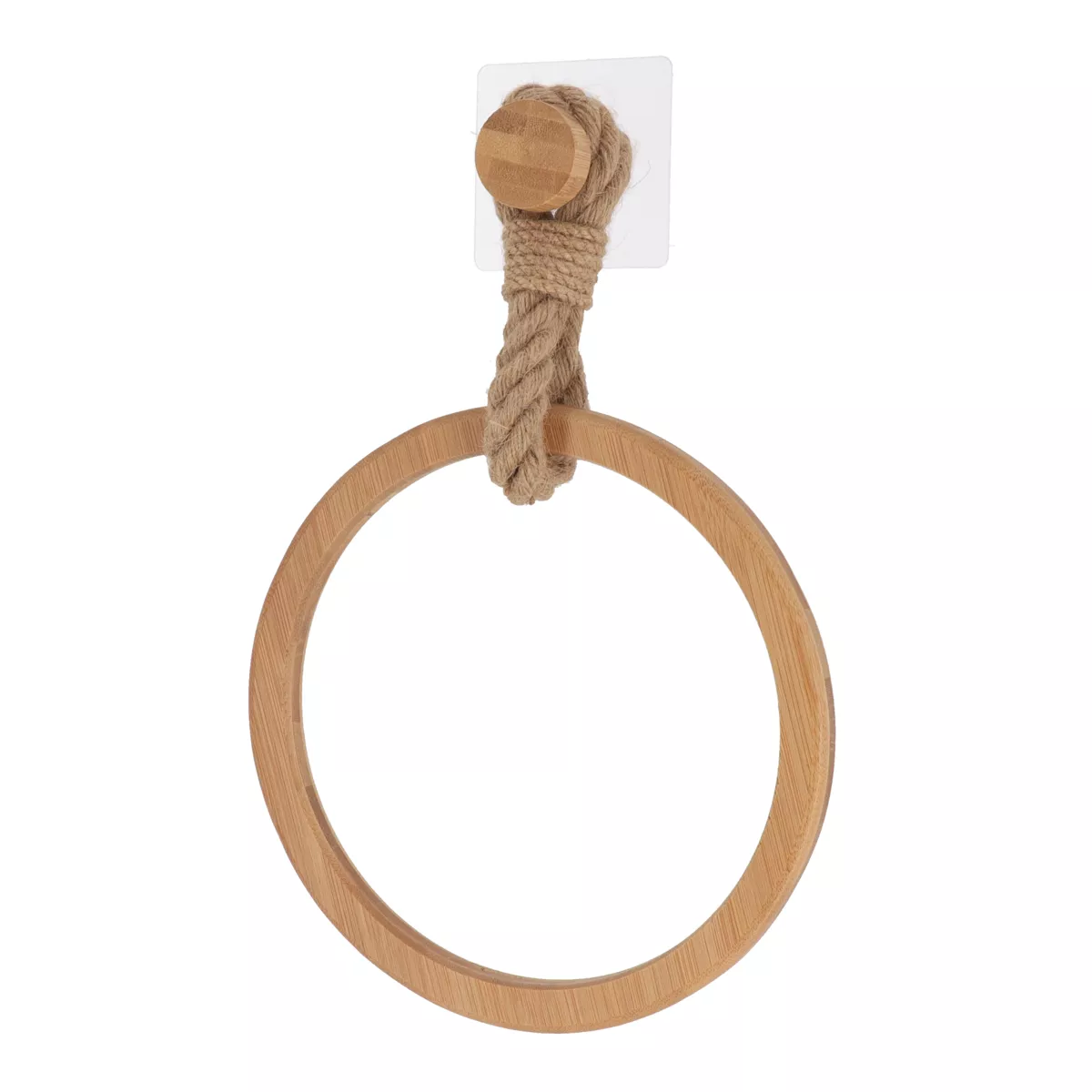 Portasciugamani adesivo rotondo (D21 cm) Corda Naturale