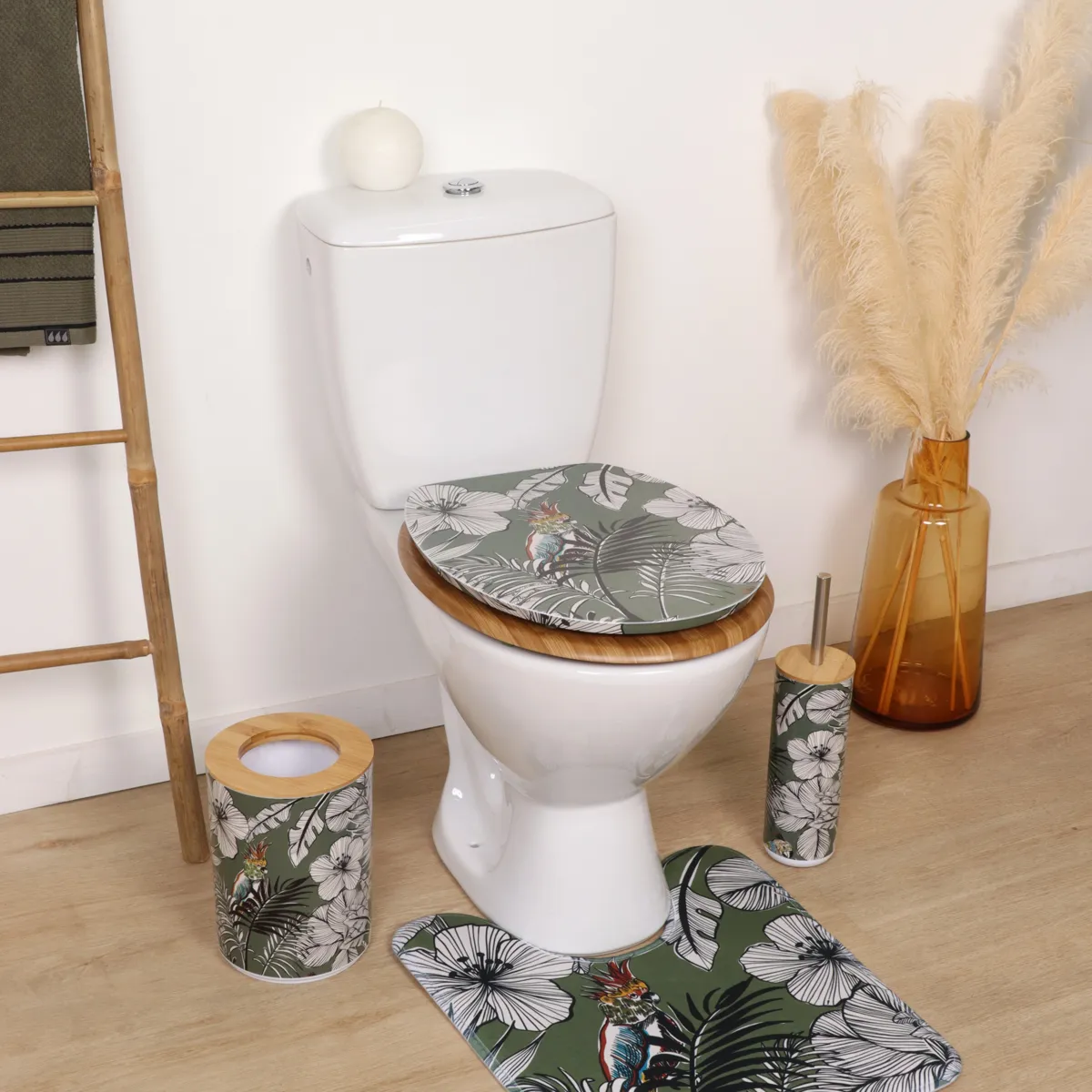 Copriwater WC 18 pollici MDF Jungle Fever Verde cachi