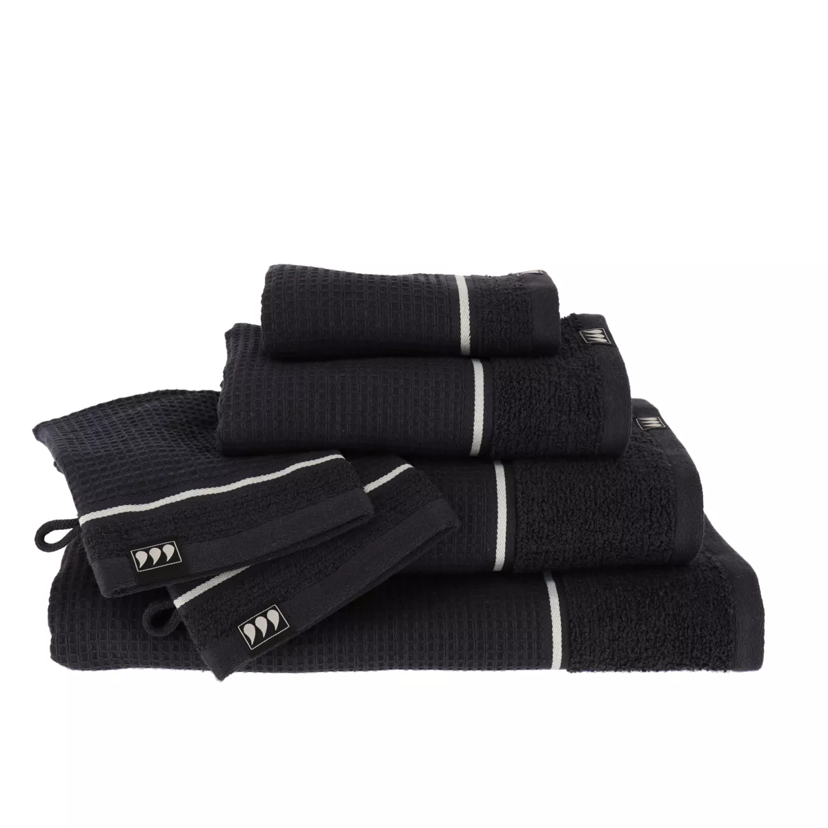 Asciugamano cotone nido d'ape (50 x 90 cm) Japandi Nero
