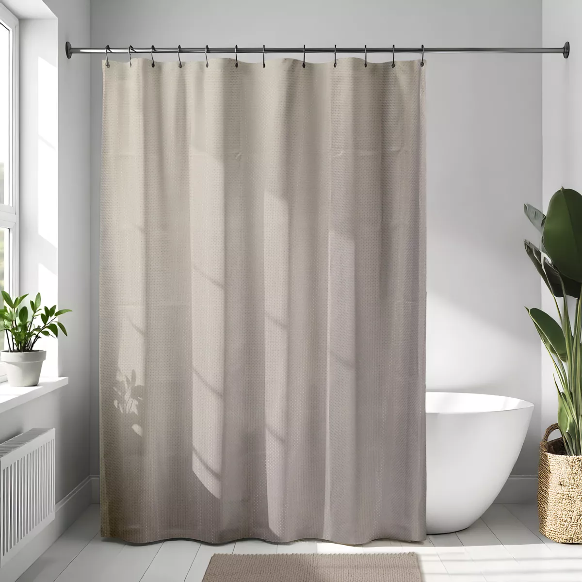 RIDEAU DE DOUCHE POLYESTER 180X200 CM MOTIFS DIAMANTS - TAUPE
