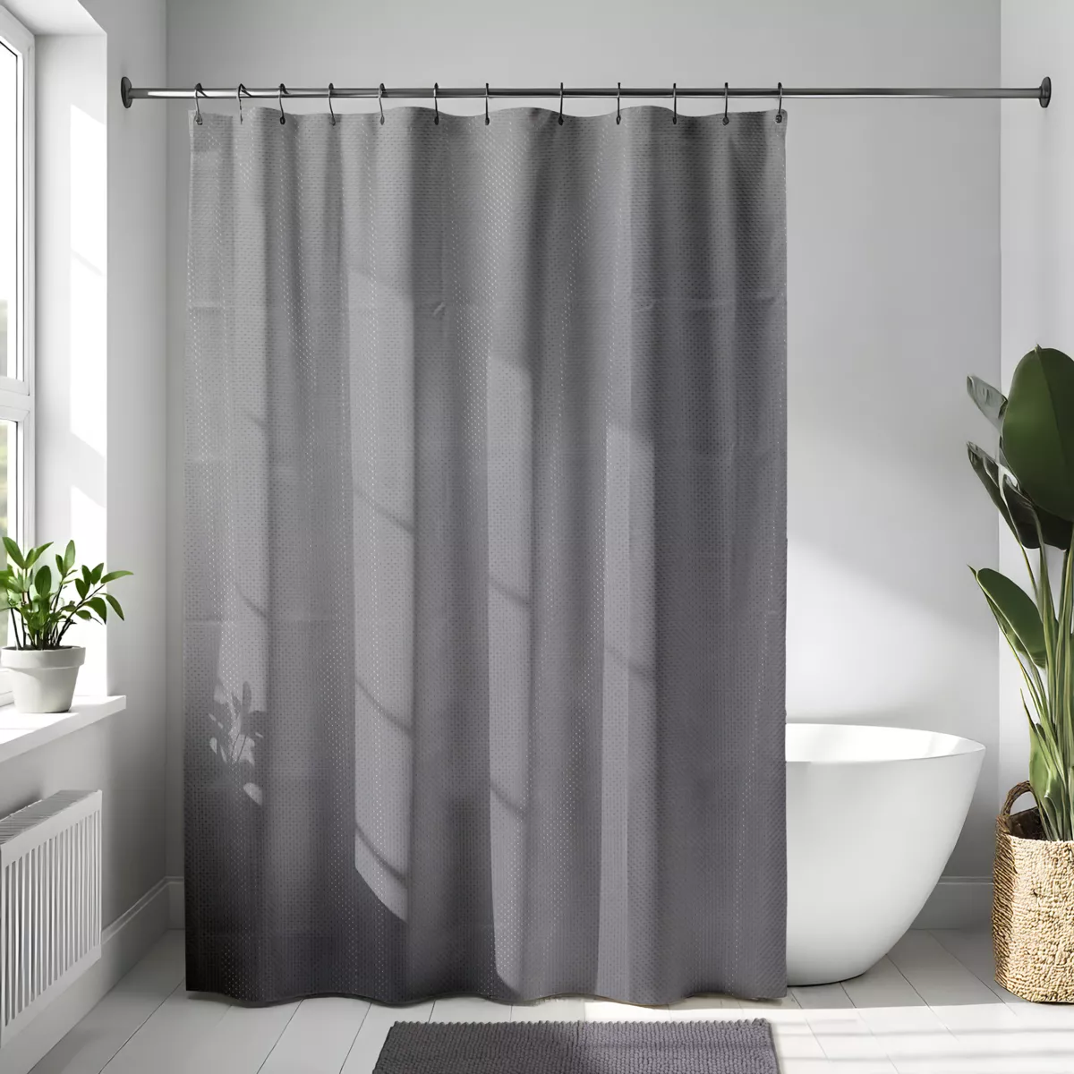 RIDEAU DE DOUCHE POLYESTER 180X200 CM MOTIFS DIAMANTS - GRIS