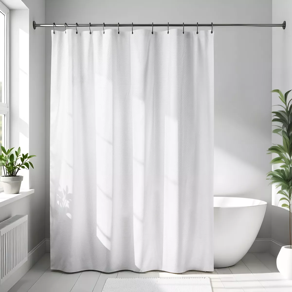 RIDEAU DE DOUCHE MICROFIBRE 180X200CM- BLANC
