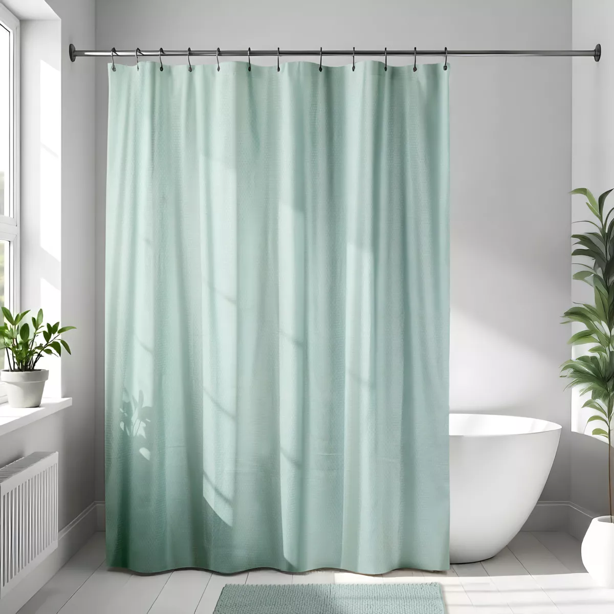 Tenda da doccia in microfibra (180 x 200 cm) Goffrata Verde eucalipto