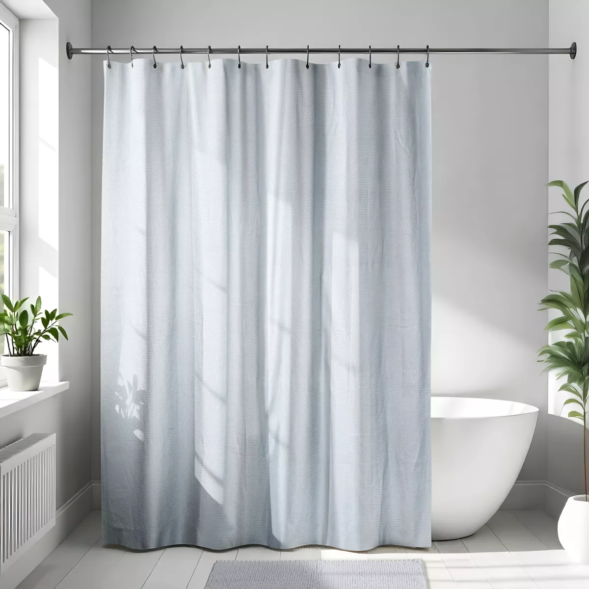 RIDEAU DE DOUCHE MICROFIBRE 180X200CM- GRIS CLAIR