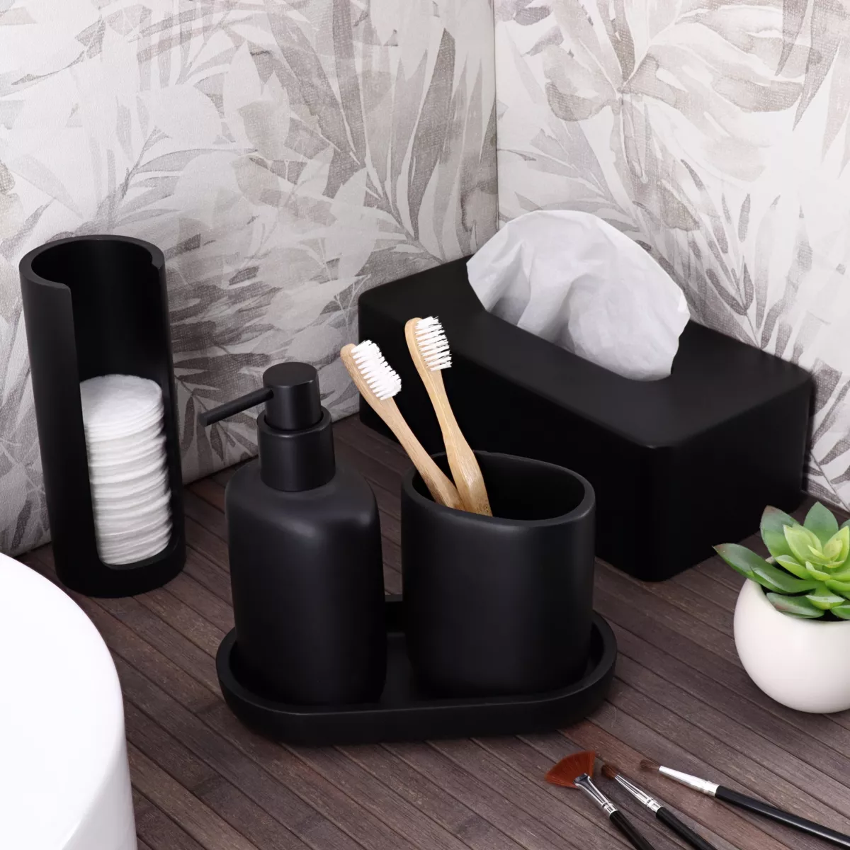 PLATEAU EN POLYRESINE OVALE - NOIR