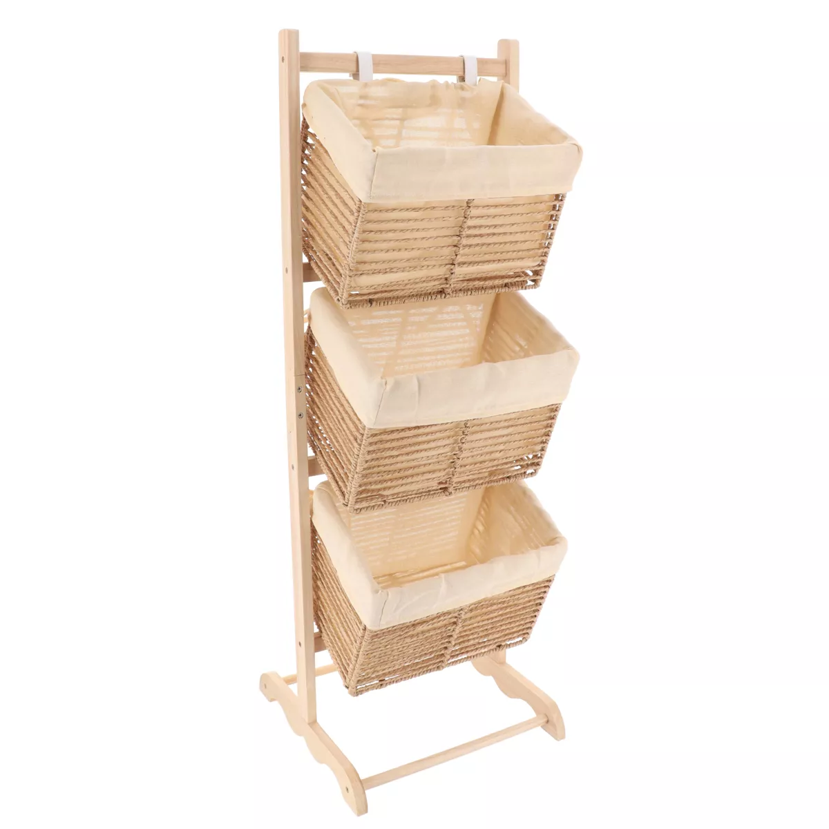 MEUBLE PAULOWNIA NATUREL 3 PANIERS INCLINES PAPIER - NATUREL