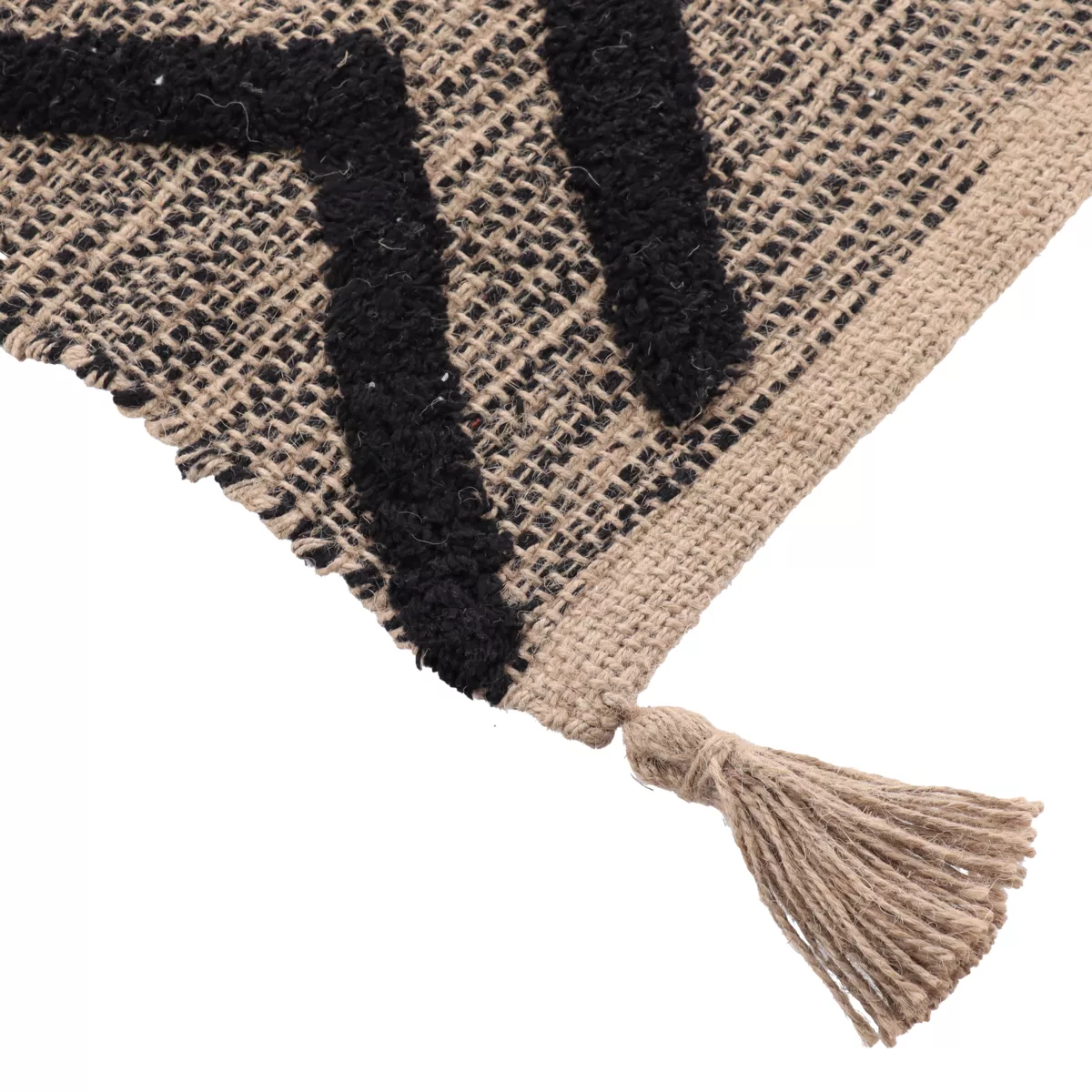 TAPIS LAGOS COTON/POLYESTER/JUTE 45X90CM - NATUREL/NOIR