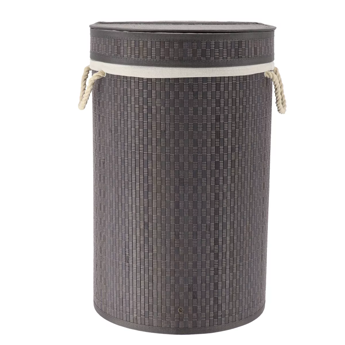 PANIERE A LINGE PLIABLE BAMBOU ET COTON AVEC COUVERCLE INTEGRE - GRIS