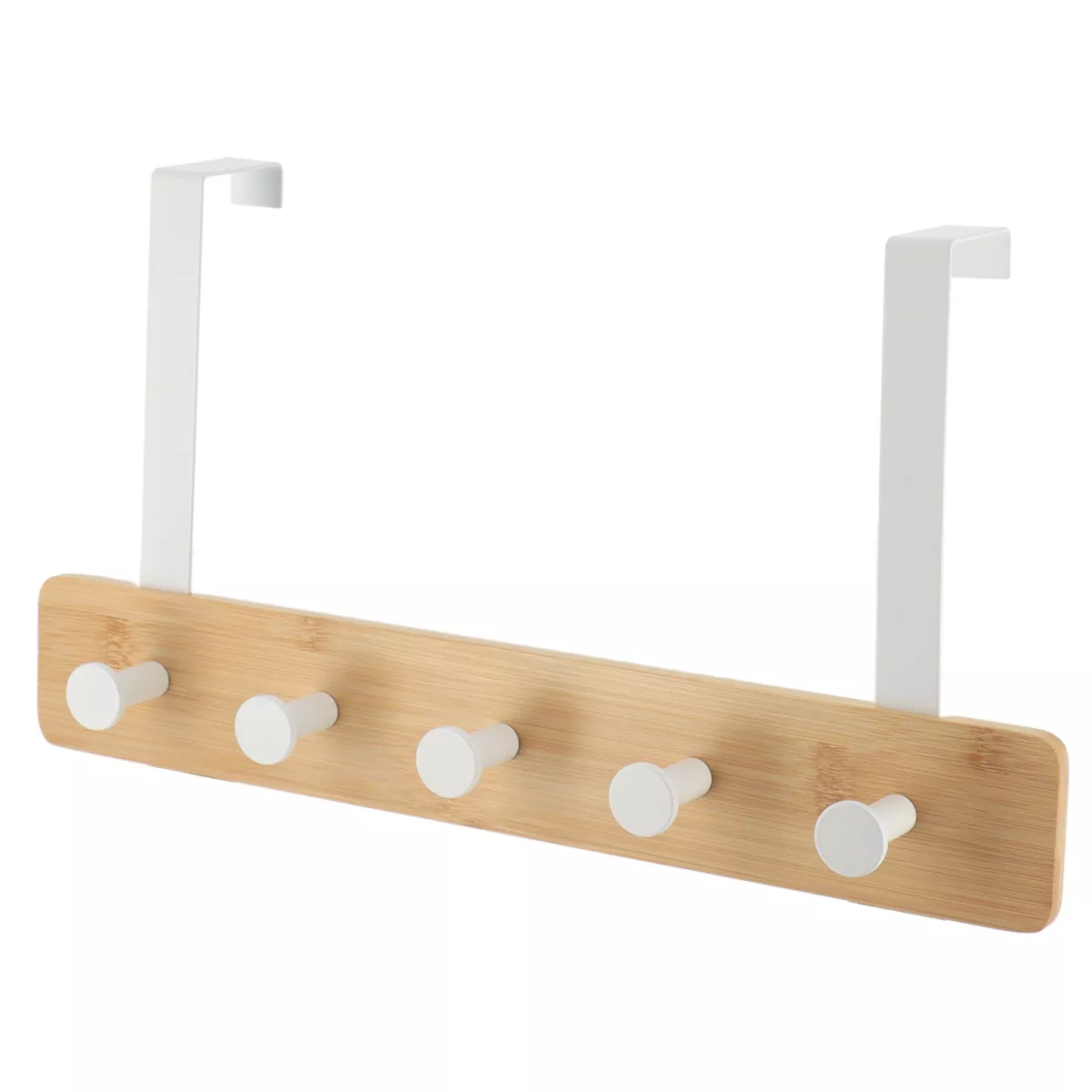 PATERE BAMBOU/METAL 3 CROCHETS - BAMBOU/BLANC