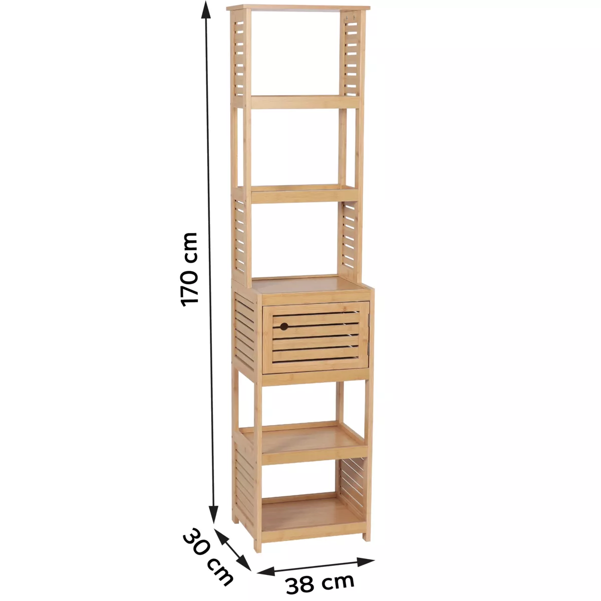 COLONNE DE RANGEMENT BAMBOU ET MDF 1 PORTE - TRINIDAD