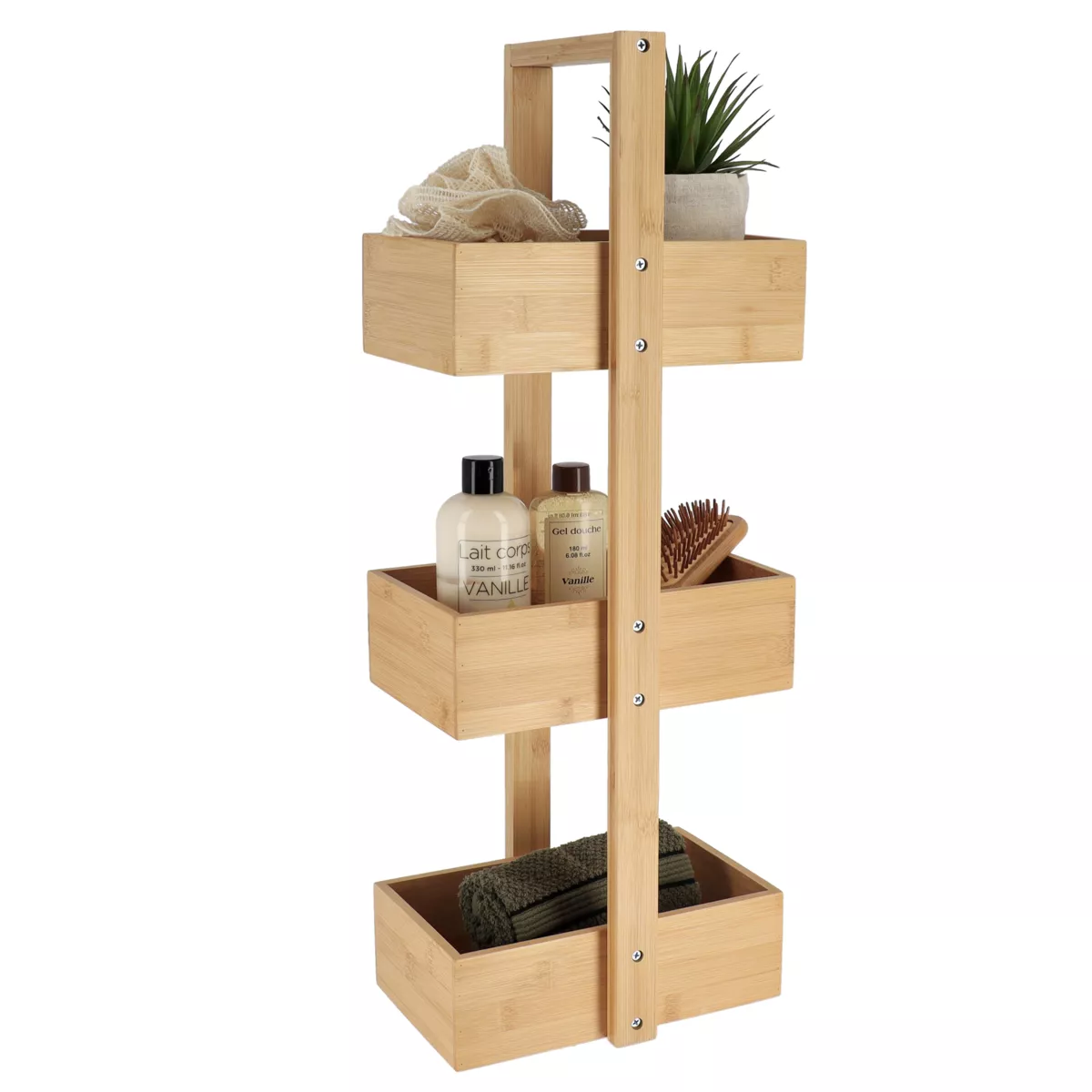 Scaffale da bagno a 3 livelli (H66 cm) Bambù Naturale