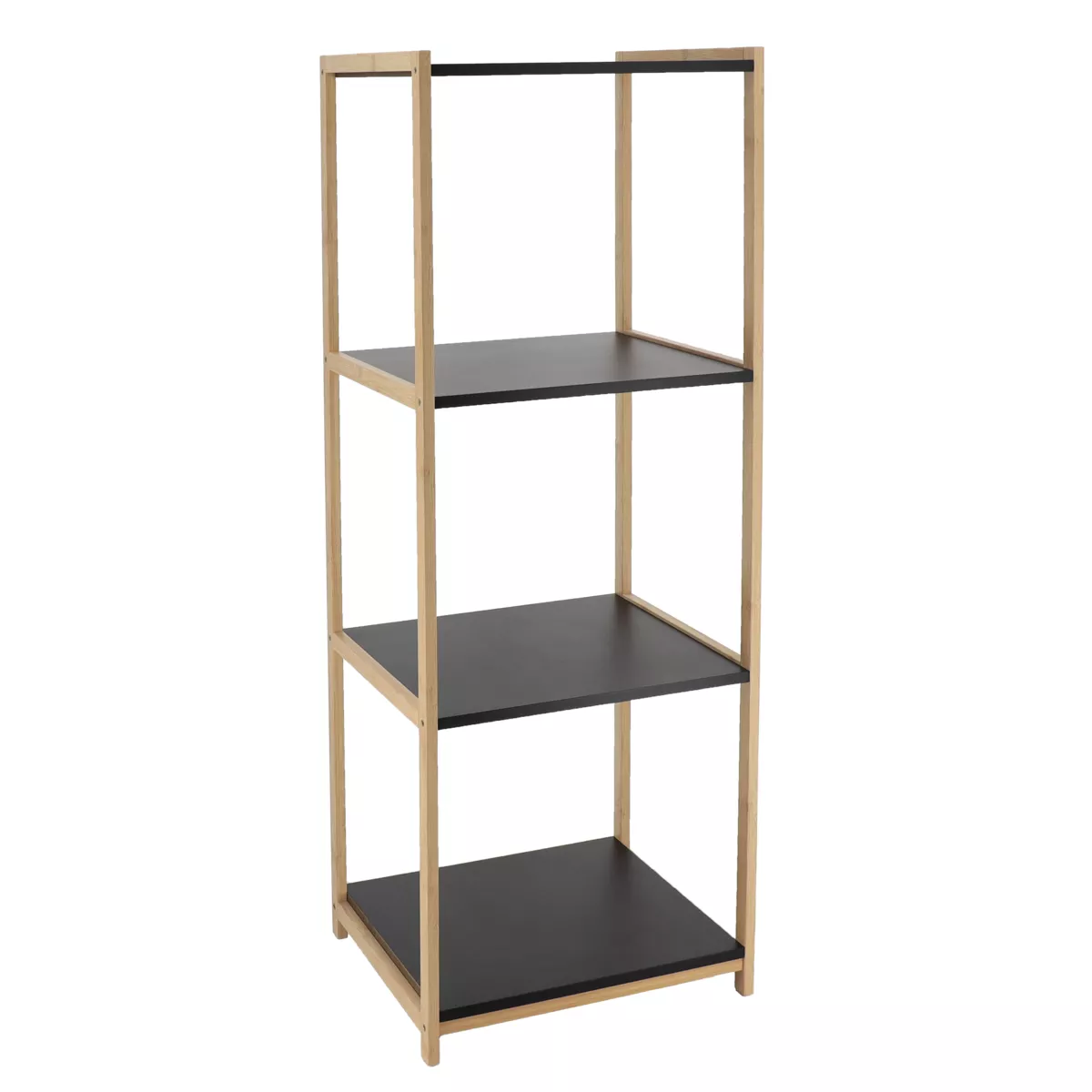 MEUBLE BAMBOU 4 ETAGERES MDF NOIR - BAMBOU/NOIR