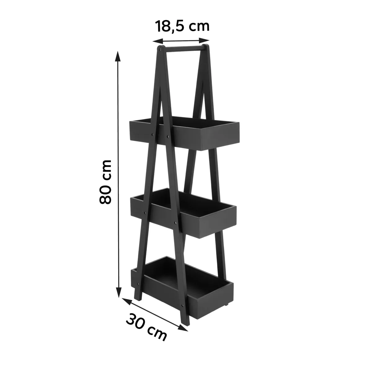 ETAGERE 3 NIVEAUX BAMBOU/MDF - NOIR