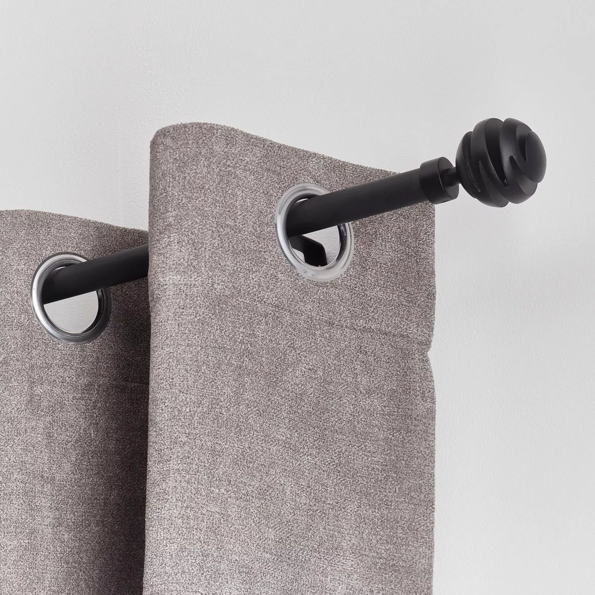 Kit de barra de cortina extensible (L210 - L380 cm / D19 mm) Villalouise Negro mate