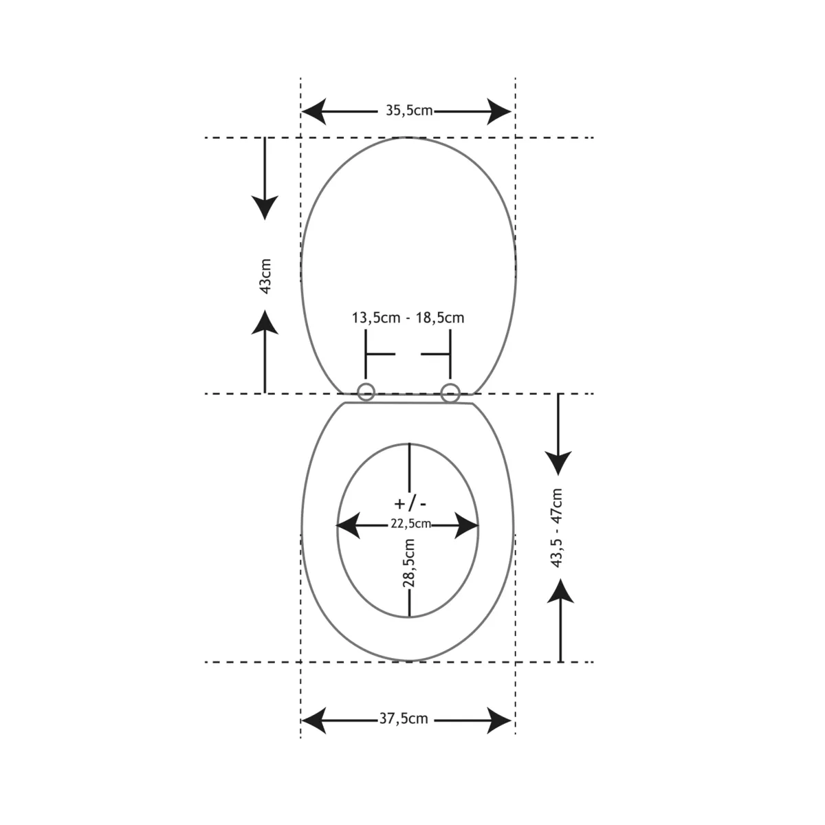 Abattant WC frein de chute 18 pouces MDF Envole Blanc