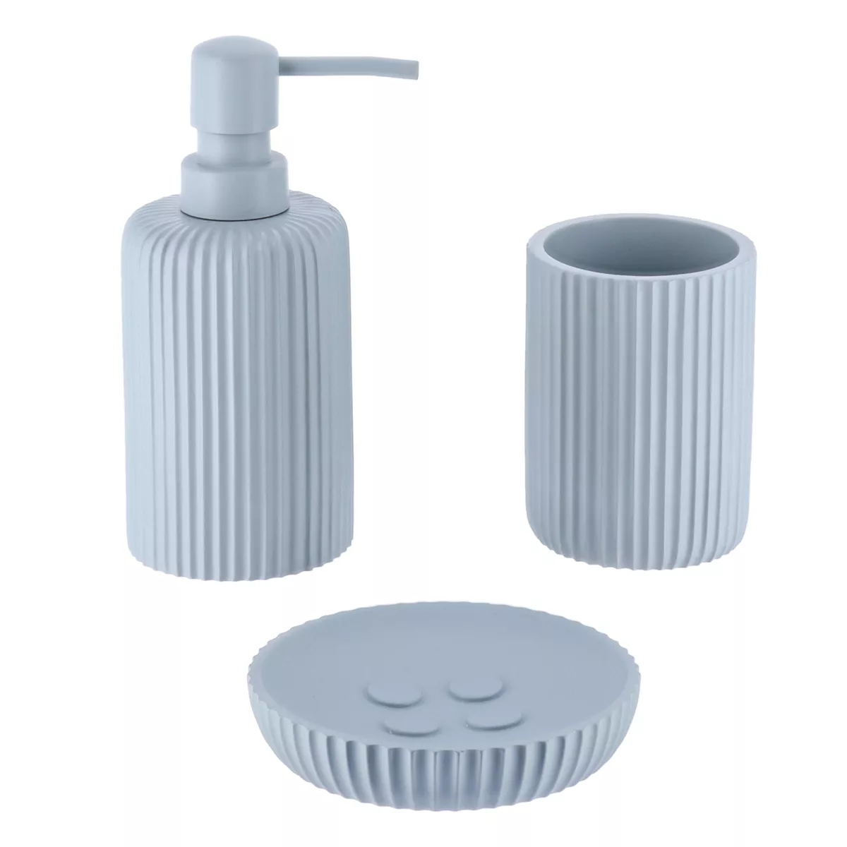 Set di accessori per il bagno in resina Striato Azzurro