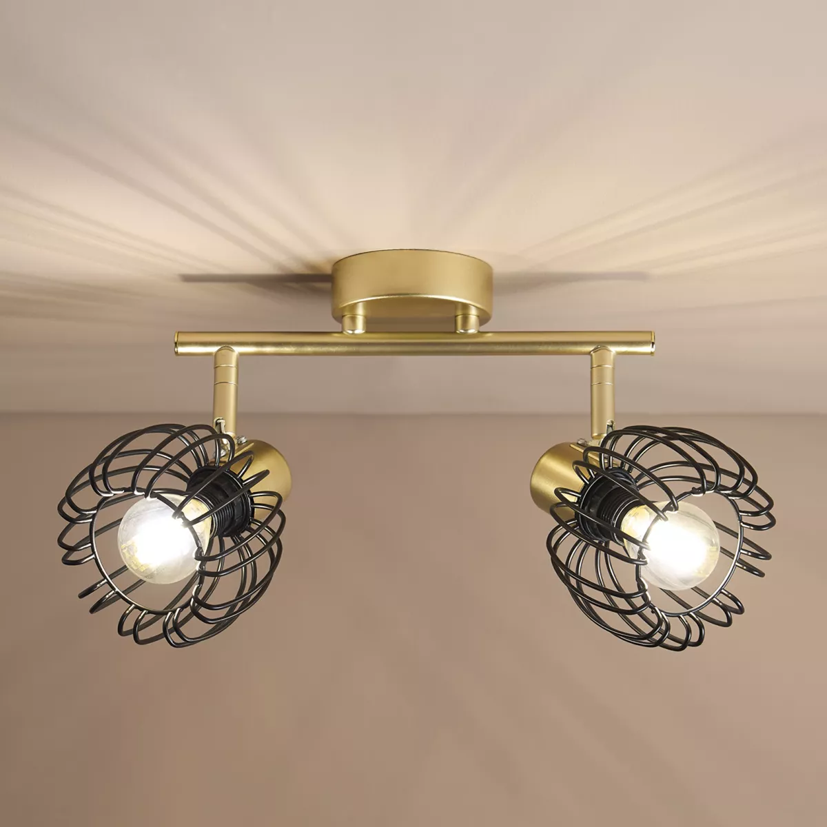 Applique murale 2 abat-jour orientables métal (13 x 17 cm) Loft Or