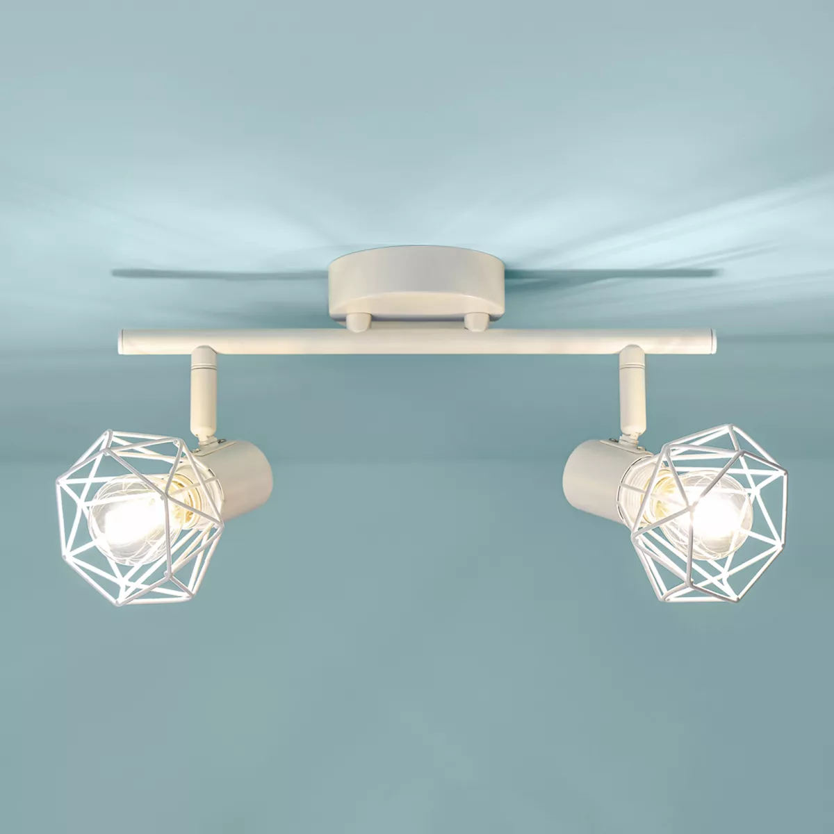 Applique murale 2 abat-jour orientables métal (30 x 16 cm) Diamond Blanche