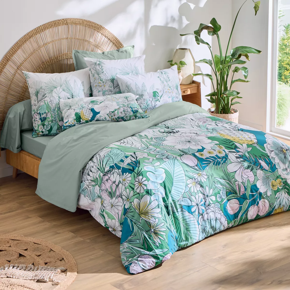 Federa rettangolare percalle di cotone (50 x 70 cm) Bali Verde