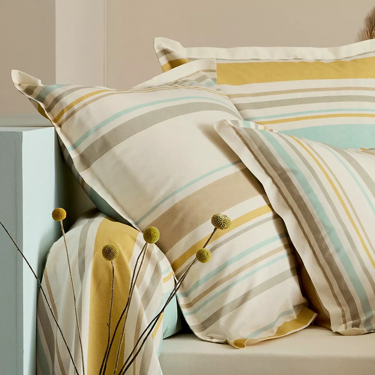 HUGO FAIENCE HOUSSE DE COUETTE 200X200 BEIGE/MULTICOLORE COTON 57FILS CM2