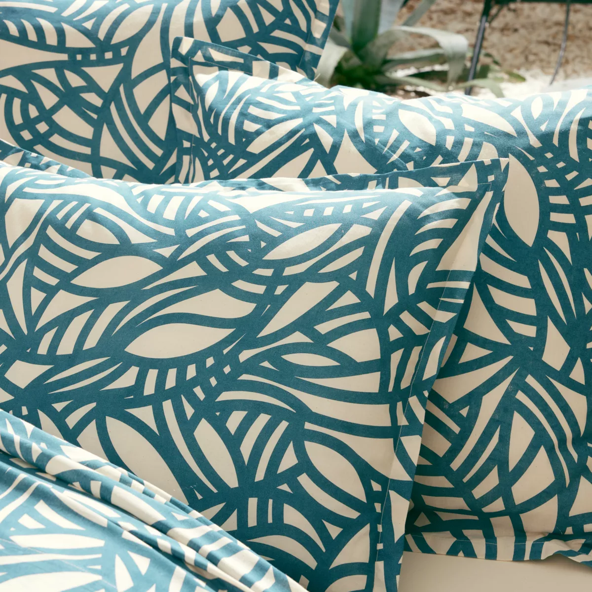 Housse de couette coton lavé (300 x 240 cm) Serena Bleue