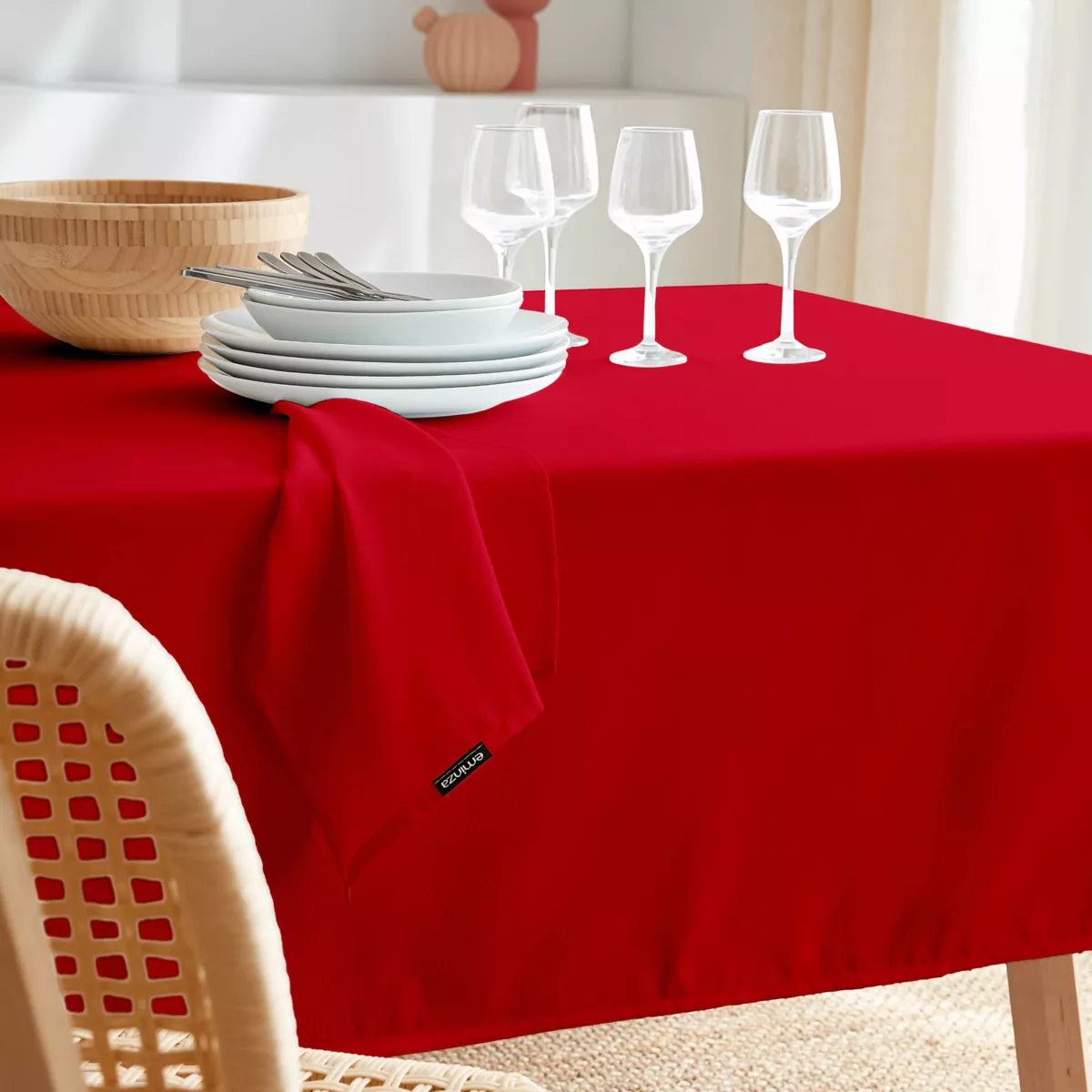 Nappe rectangulaire anti tache (140 x 350 cm) Elise Rouge