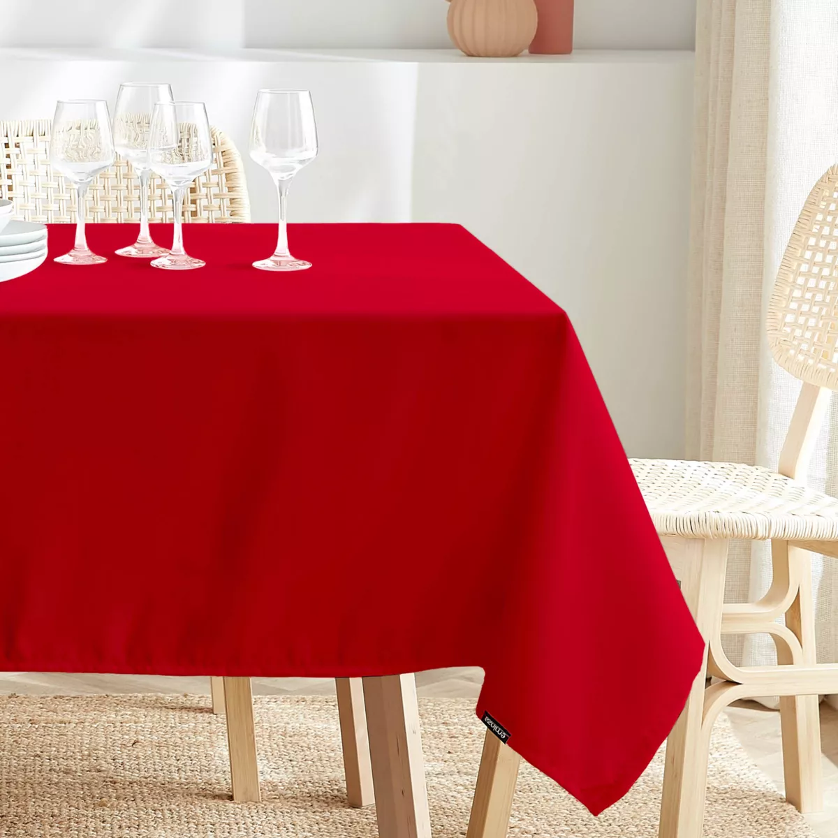 Nappe carrée anti tache (100 x 100 cm) Elise Rouge