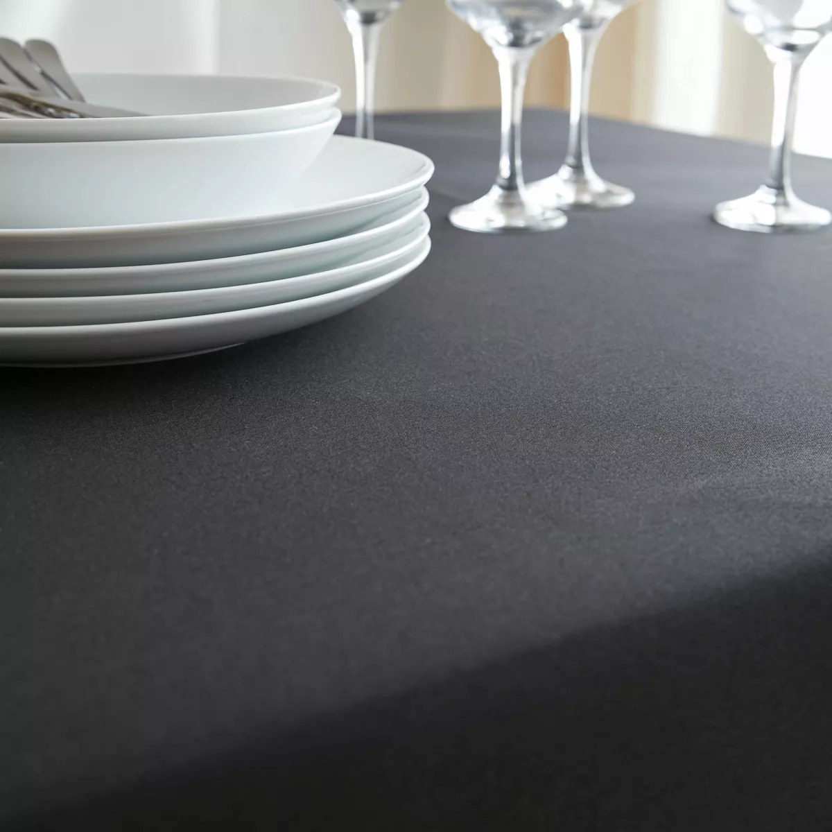 Nappe rectangulaire anti tache (140 x 350 cm) Elise Noire