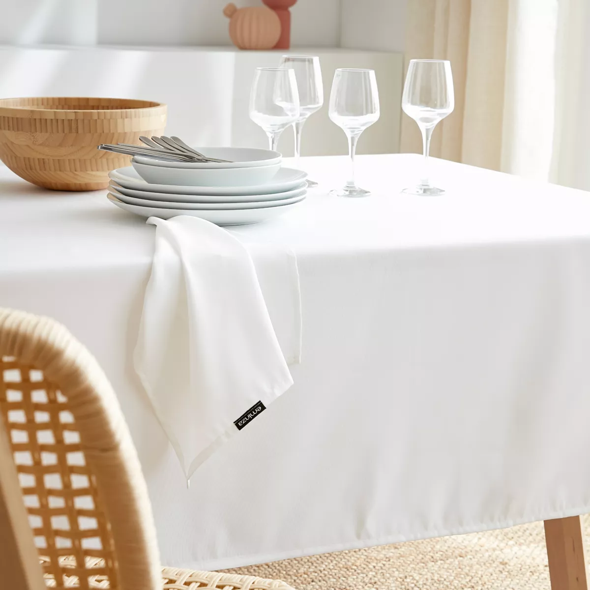 Nappe rectangulaire anti tache (140 x 200 cm) Elise Blanche