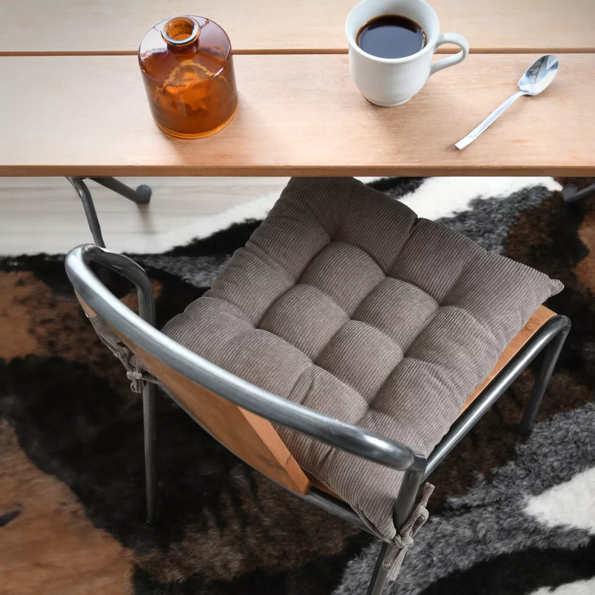 Coussin de chaise carré velours (38 x 38 cm) Dandy Taupe